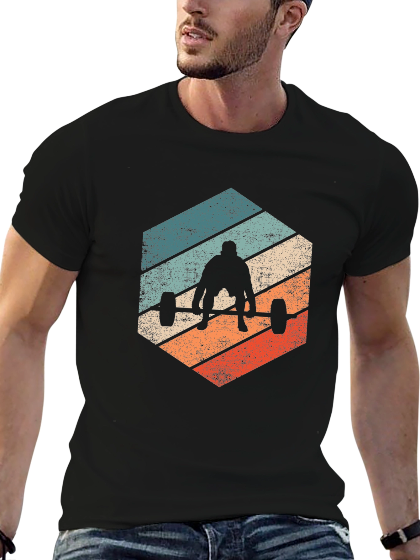 Retro Weightlifting T-Shirt - Black