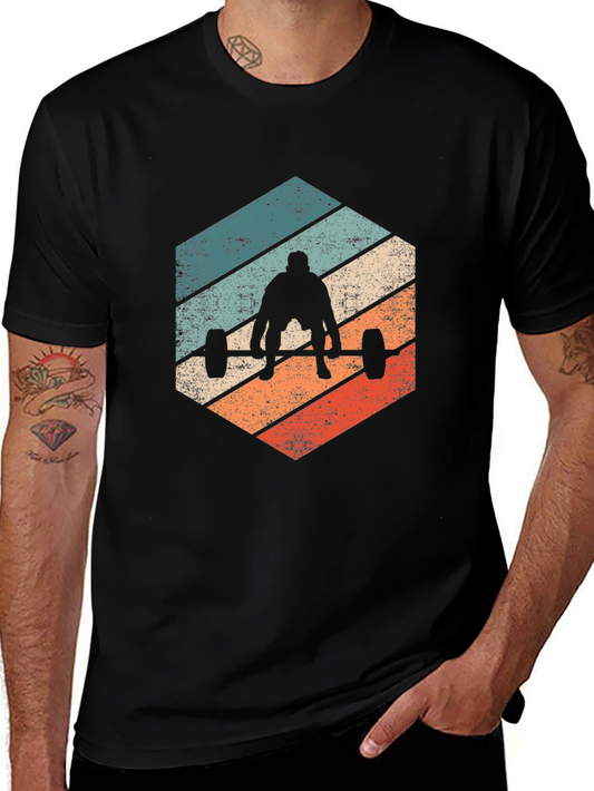 Retro Weightlifting T-Shirt - Black