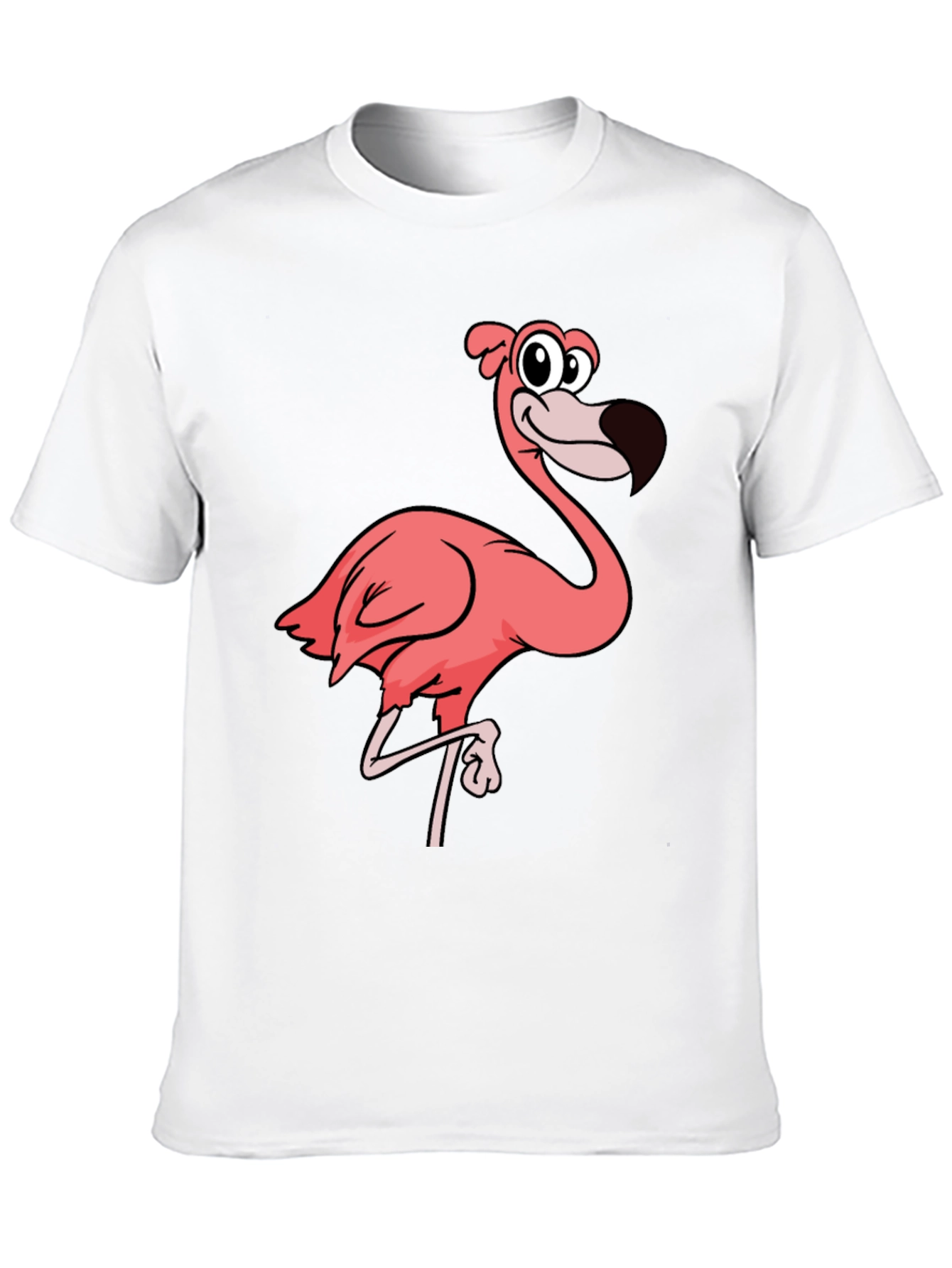 Mens Black T-Shirt with Pink Flamingo Graphic