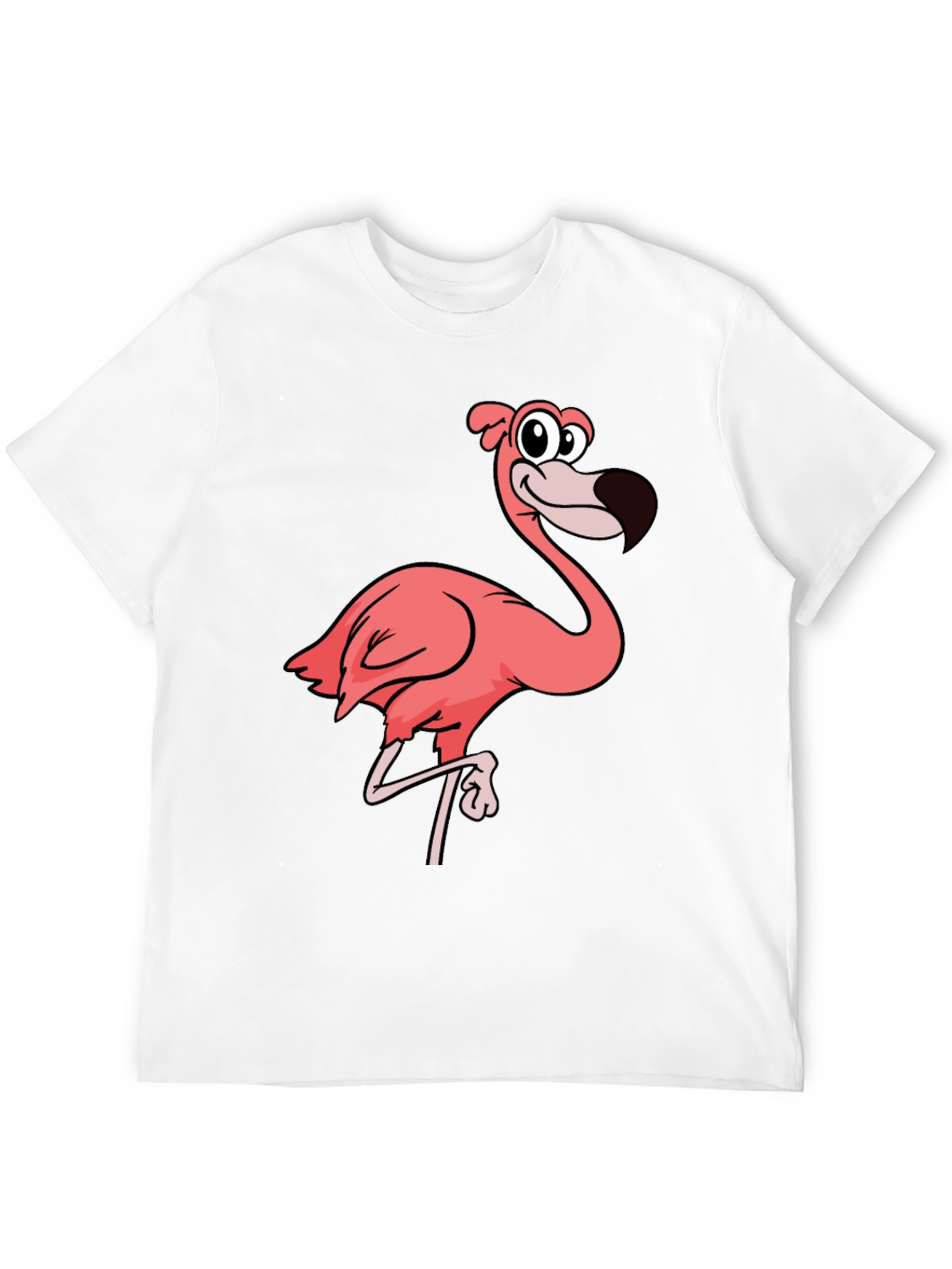 Mens Black T-Shirt with Pink Flamingo Graphic
