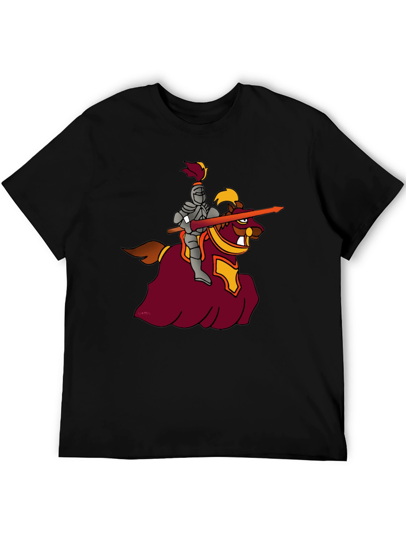 Knight on Horseback Graphic Black T-Shirt