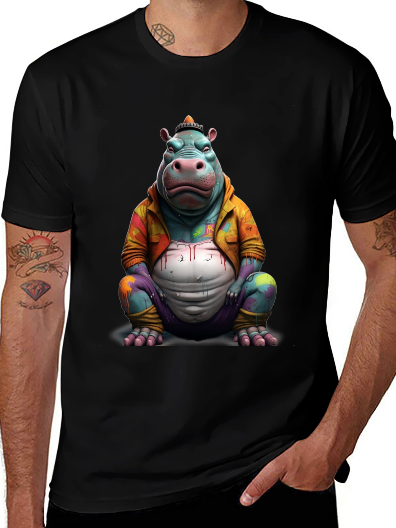 Funky Hippo T-Shirt - Unique Graphic Tee