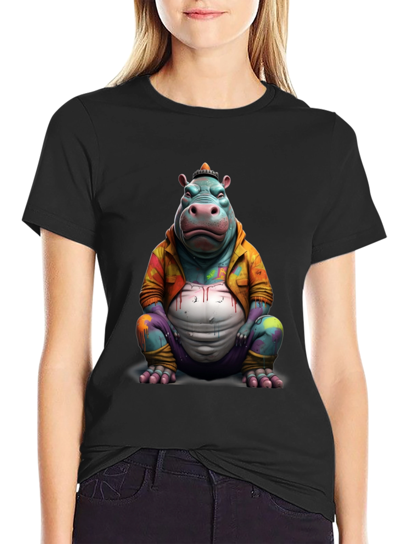 Funky Hippo T-Shirt - Unique Graphic Tee