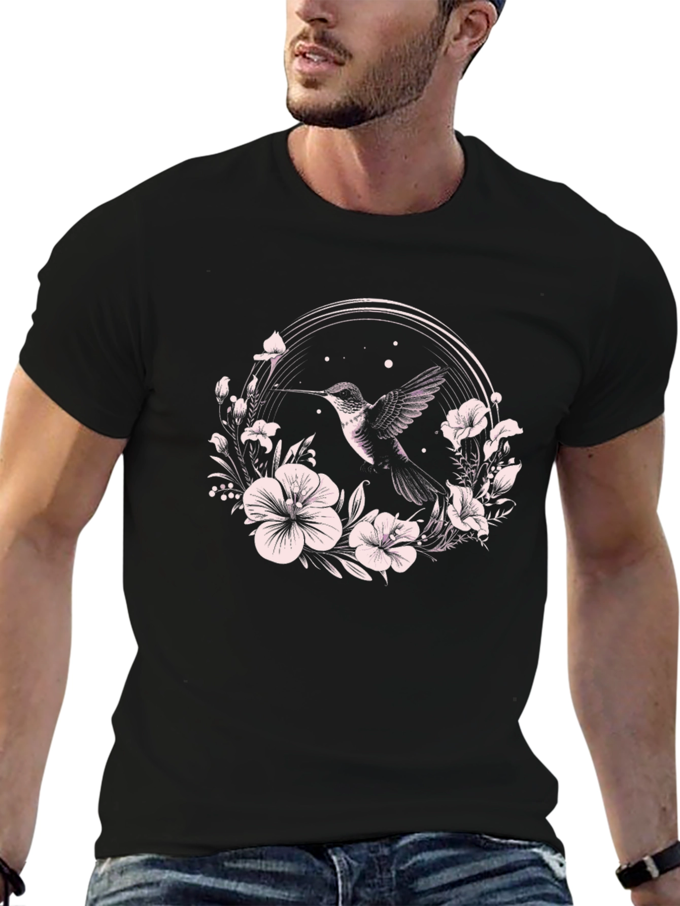 Hummingbird Floral T-Shirt - Nature Inspired Design