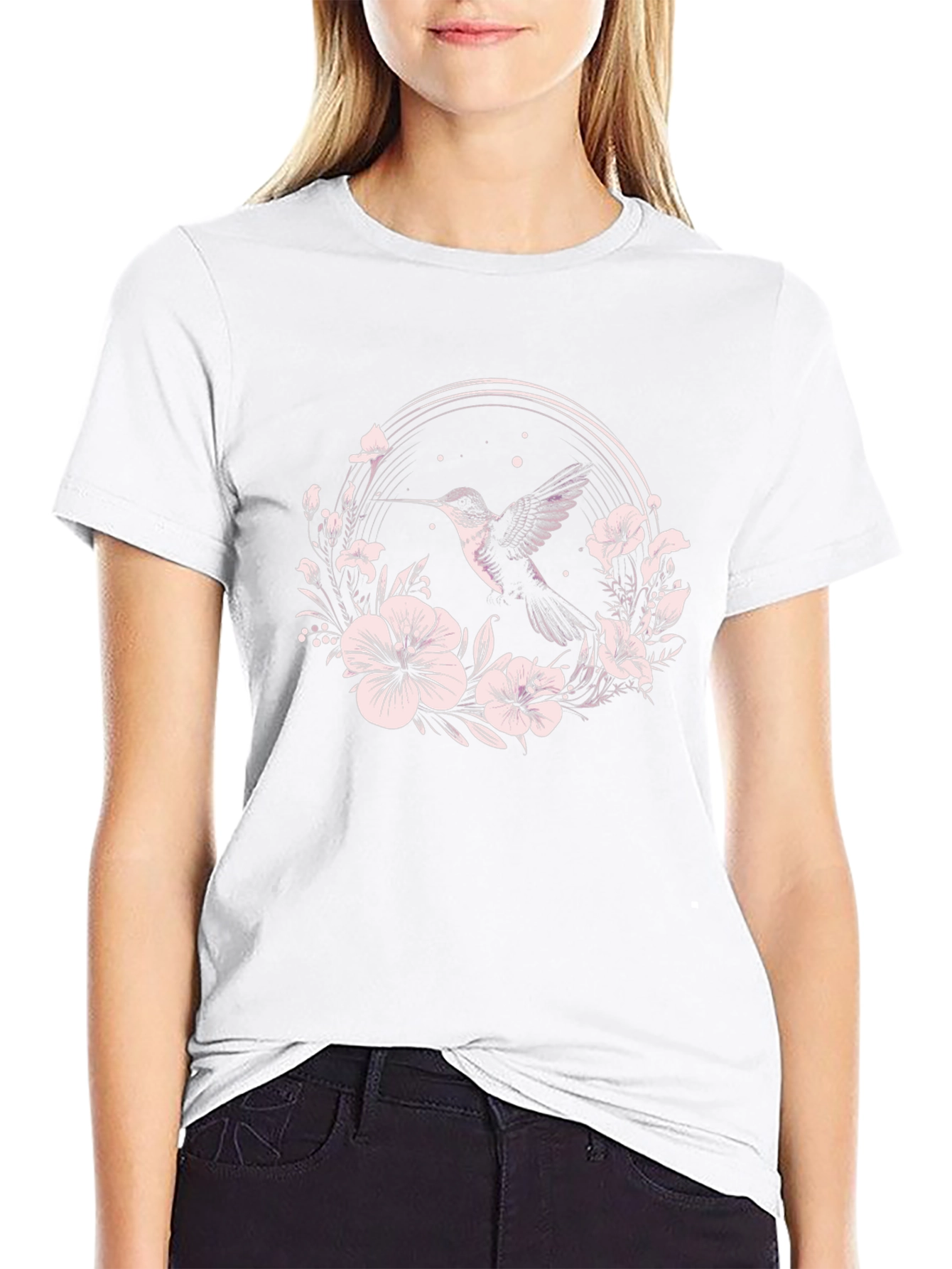 Hummingbird Floral T-Shirt - Nature Inspired Design