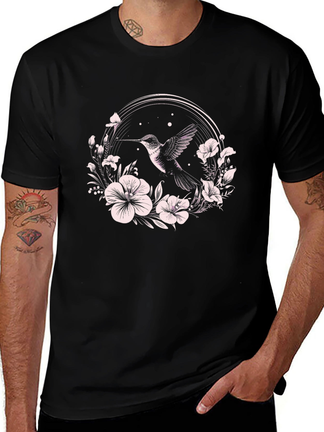 Hummingbird Floral T-Shirt - Nature Inspired Design