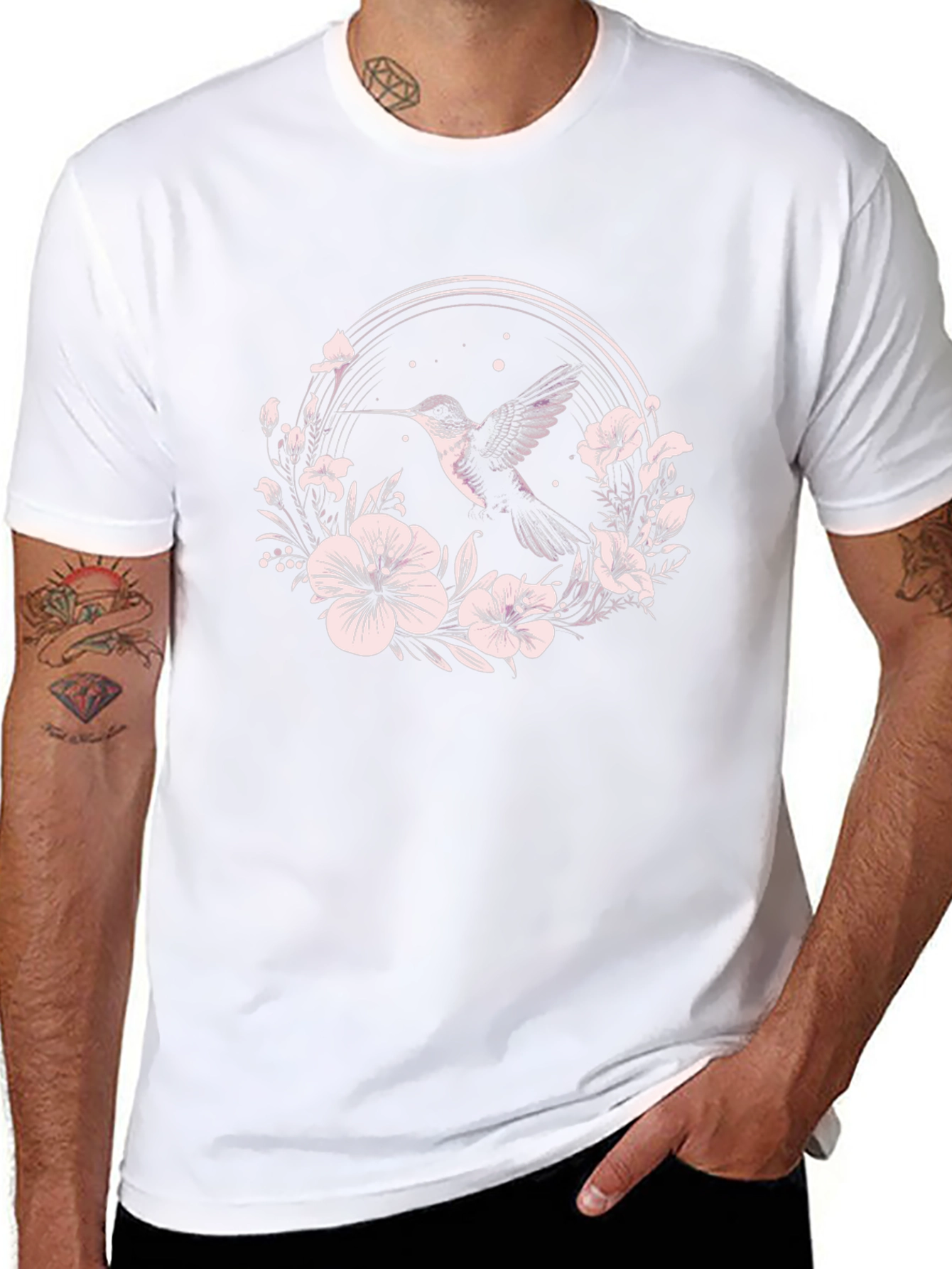 Hummingbird Floral T-Shirt - Nature Inspired Design
