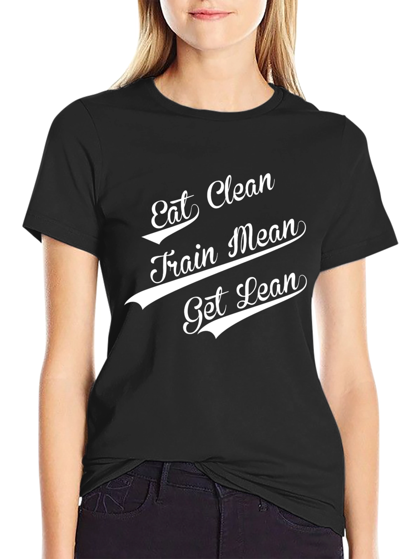 Eat Clean Train Mean Get Lean Black Graphic T-Shirt