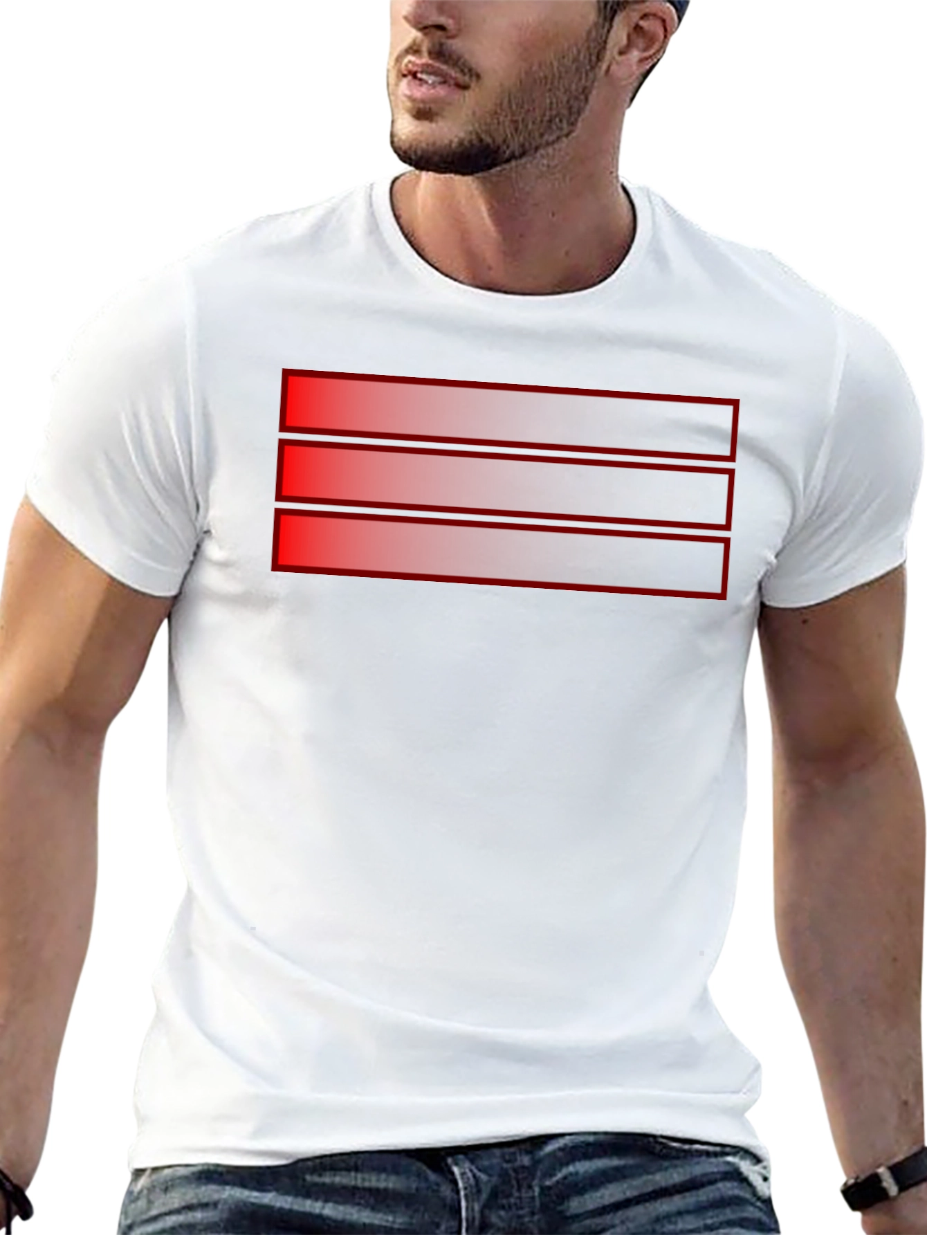 Black T-Shirt with Red Stripe Design