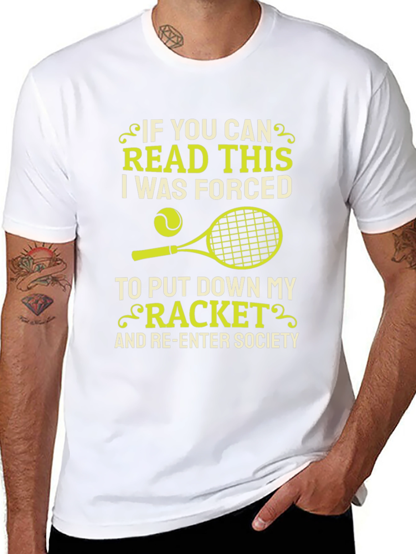 Funny Tennis T-Shirt - Forced to Re-Enter Society