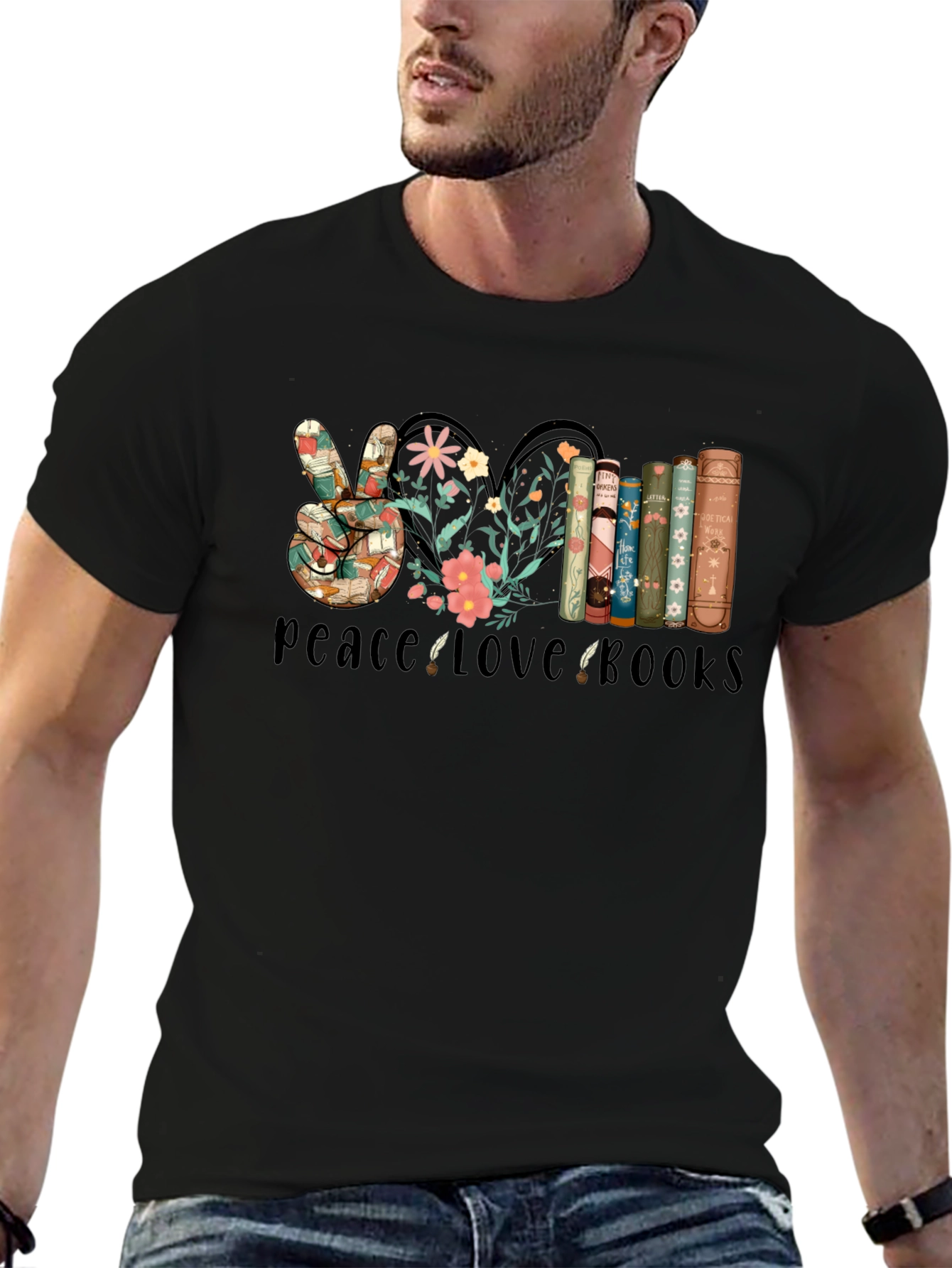 Peace Love Books Graphic T-Shirt