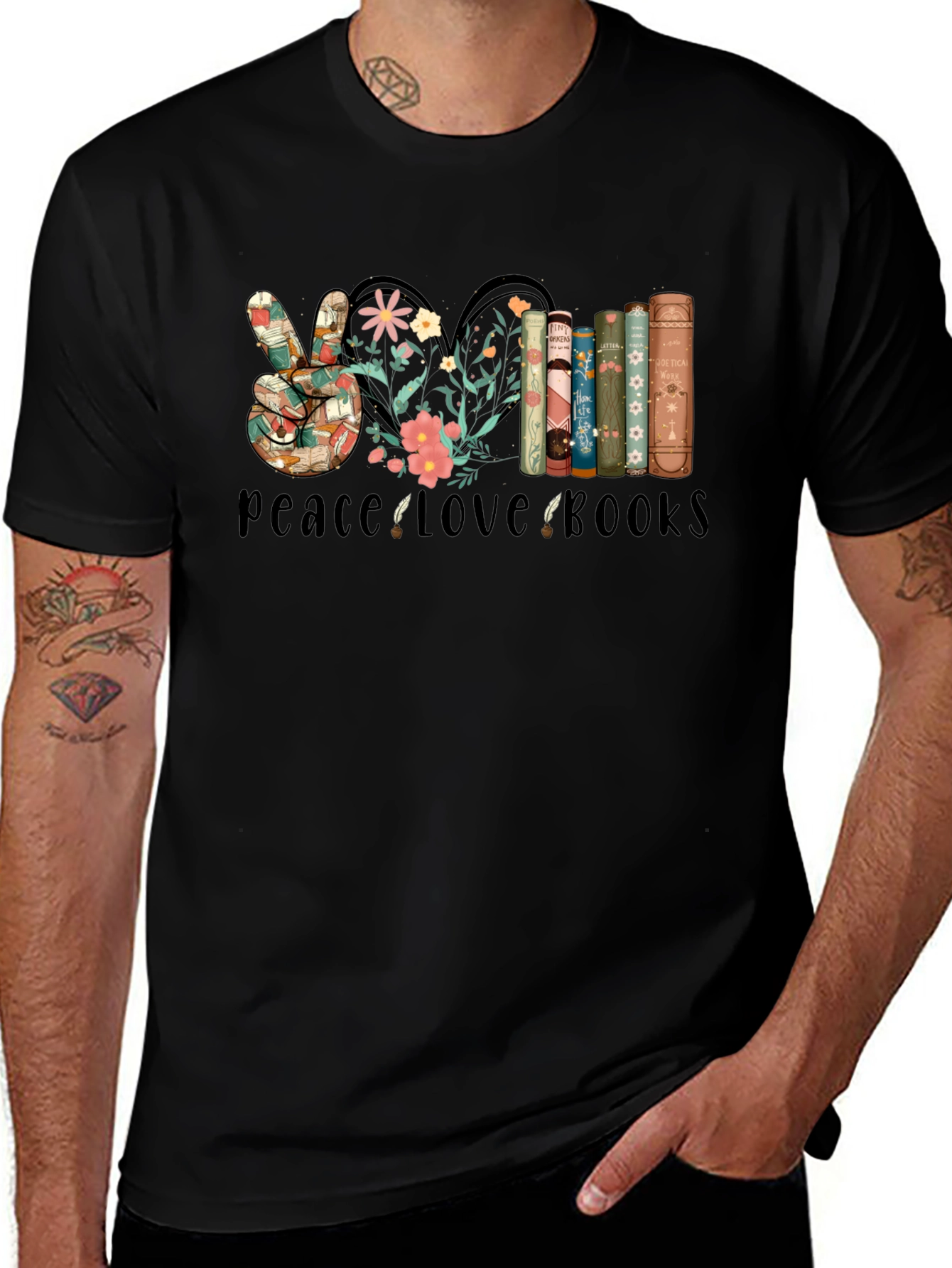 Peace Love Books Graphic T-Shirt
