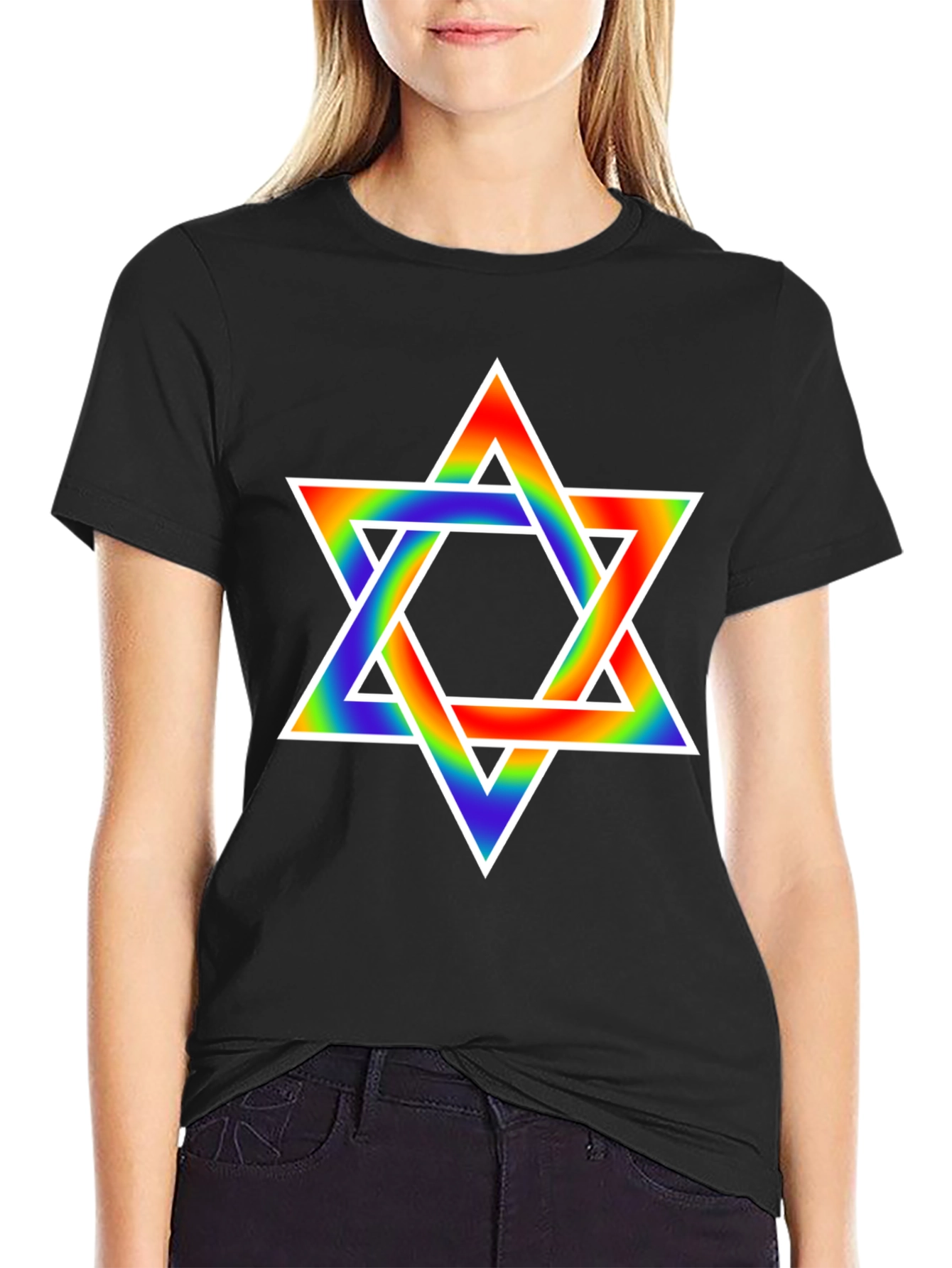 Rainbow Star of David Graphic Tee - Black T-Shirt