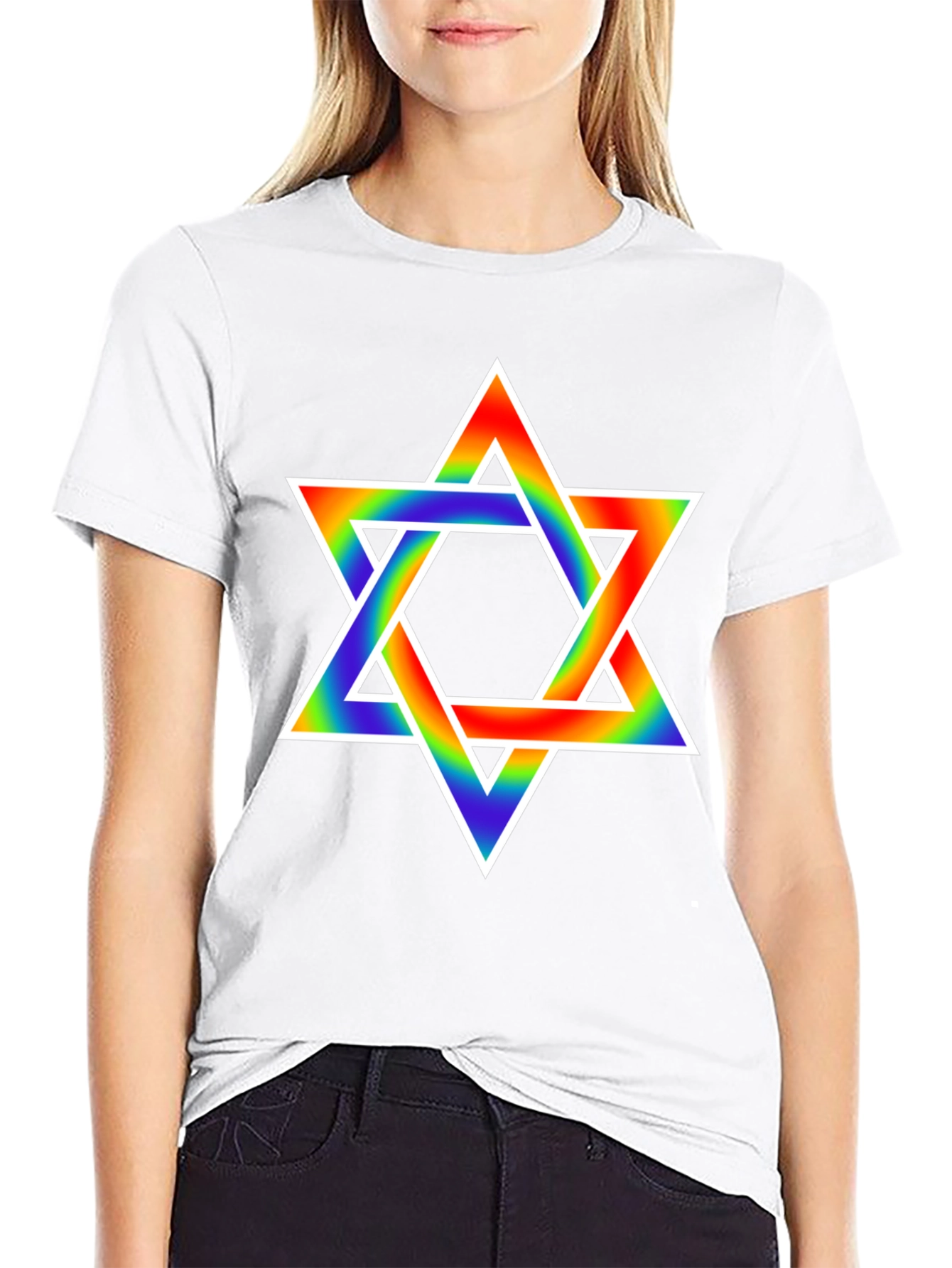 Rainbow Star of David Graphic Tee - Black T-Shirt