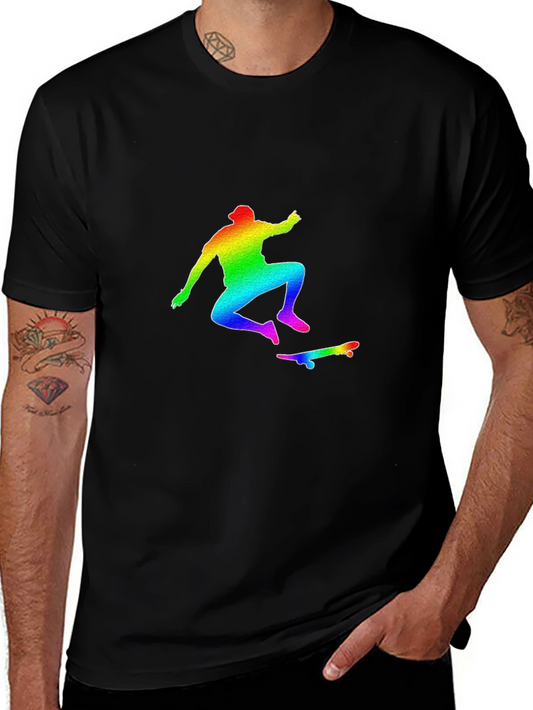 Rainbow Skateboarder Graphic Tee - Black