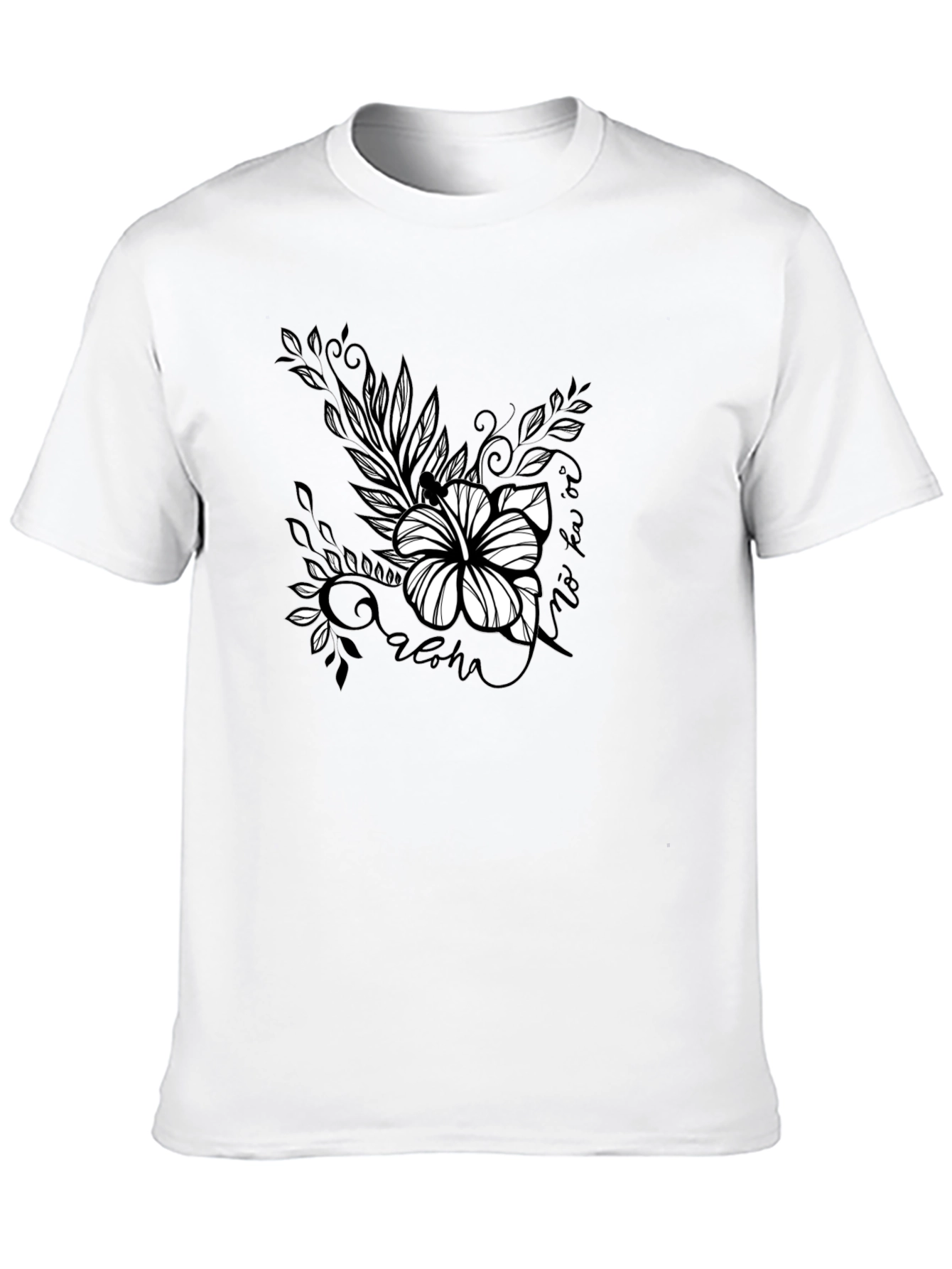 Aloha Floral Graphic Tee - Black Cotton T-Shirt