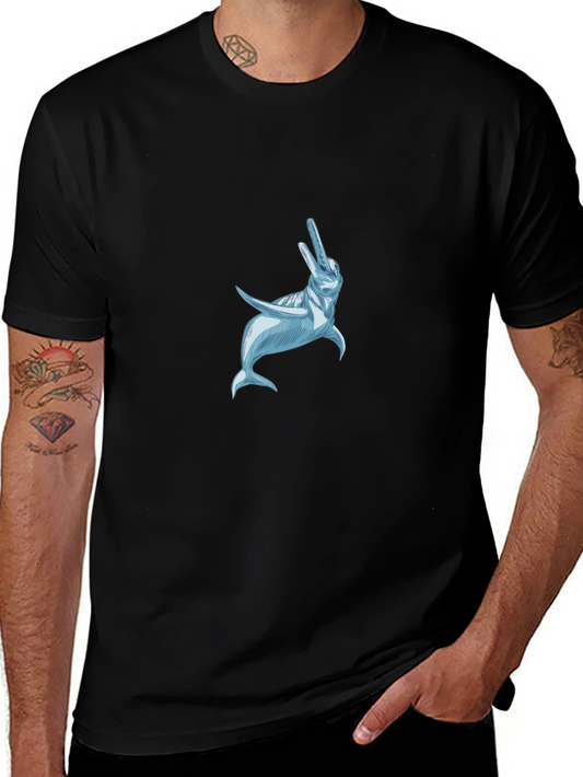 Black T-Shirt with Dolphin Graphic