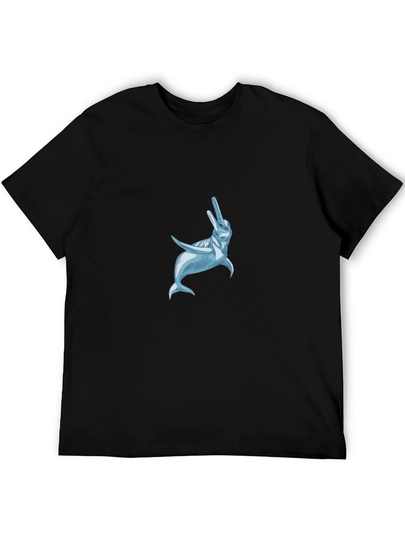 Black T-Shirt with Dolphin Graphic
