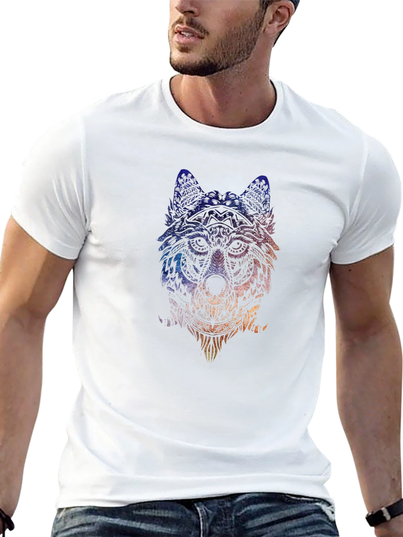 Wolf Graphic Tee - Artistic Animal Print T-Shirt