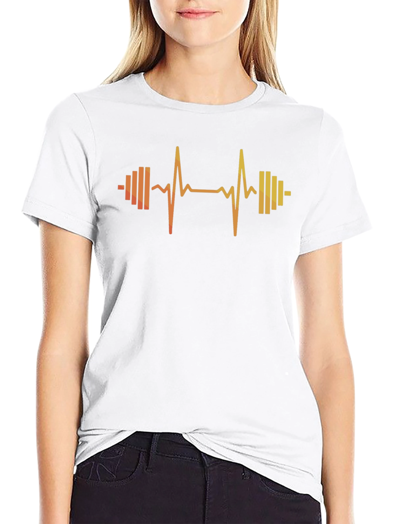 Fitness Heartbeat Barbell Graphic T-Shirt