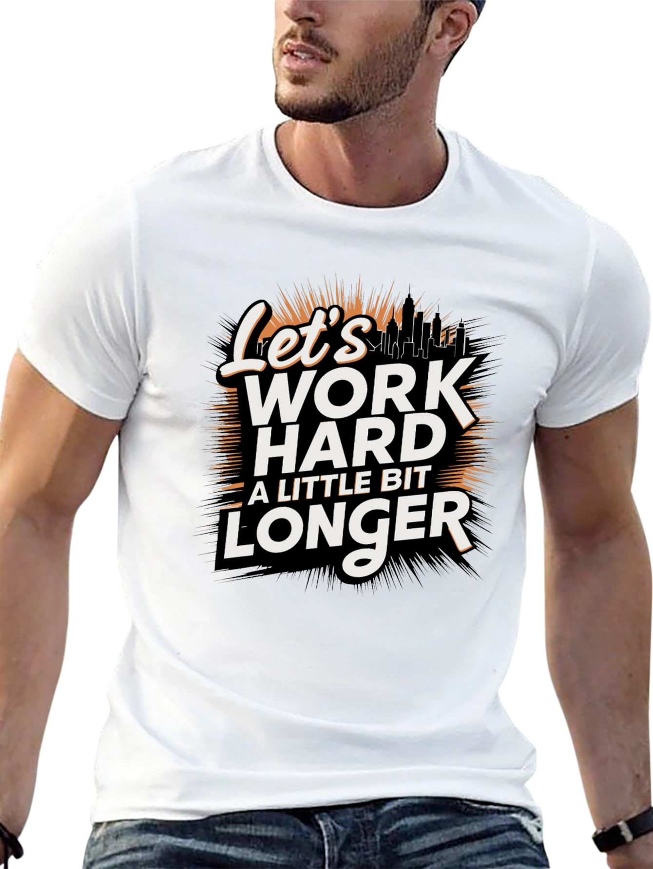 Lets Work Harder Longer Black Tee
