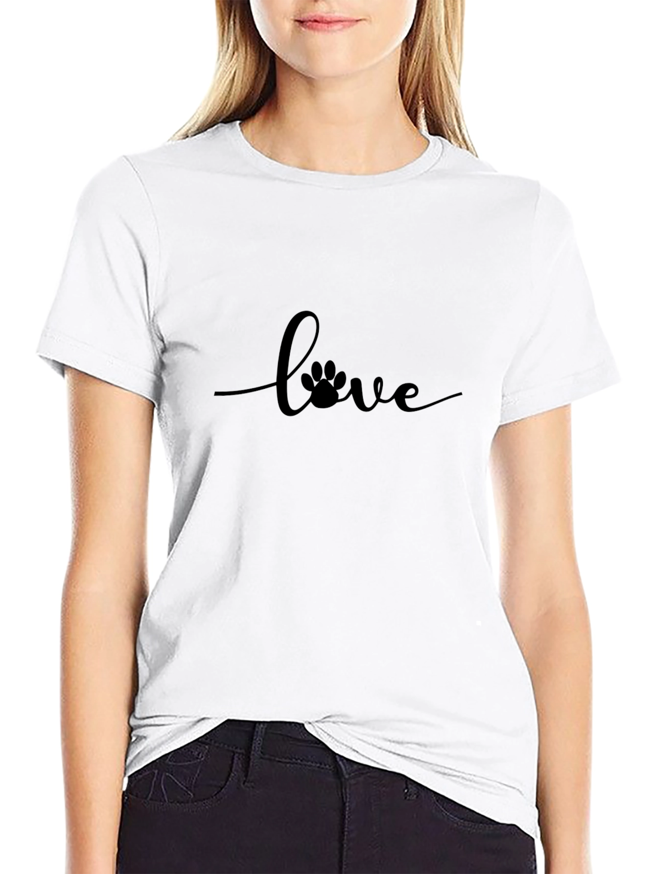 Love Paw Print Black T-Shirt - Unisex