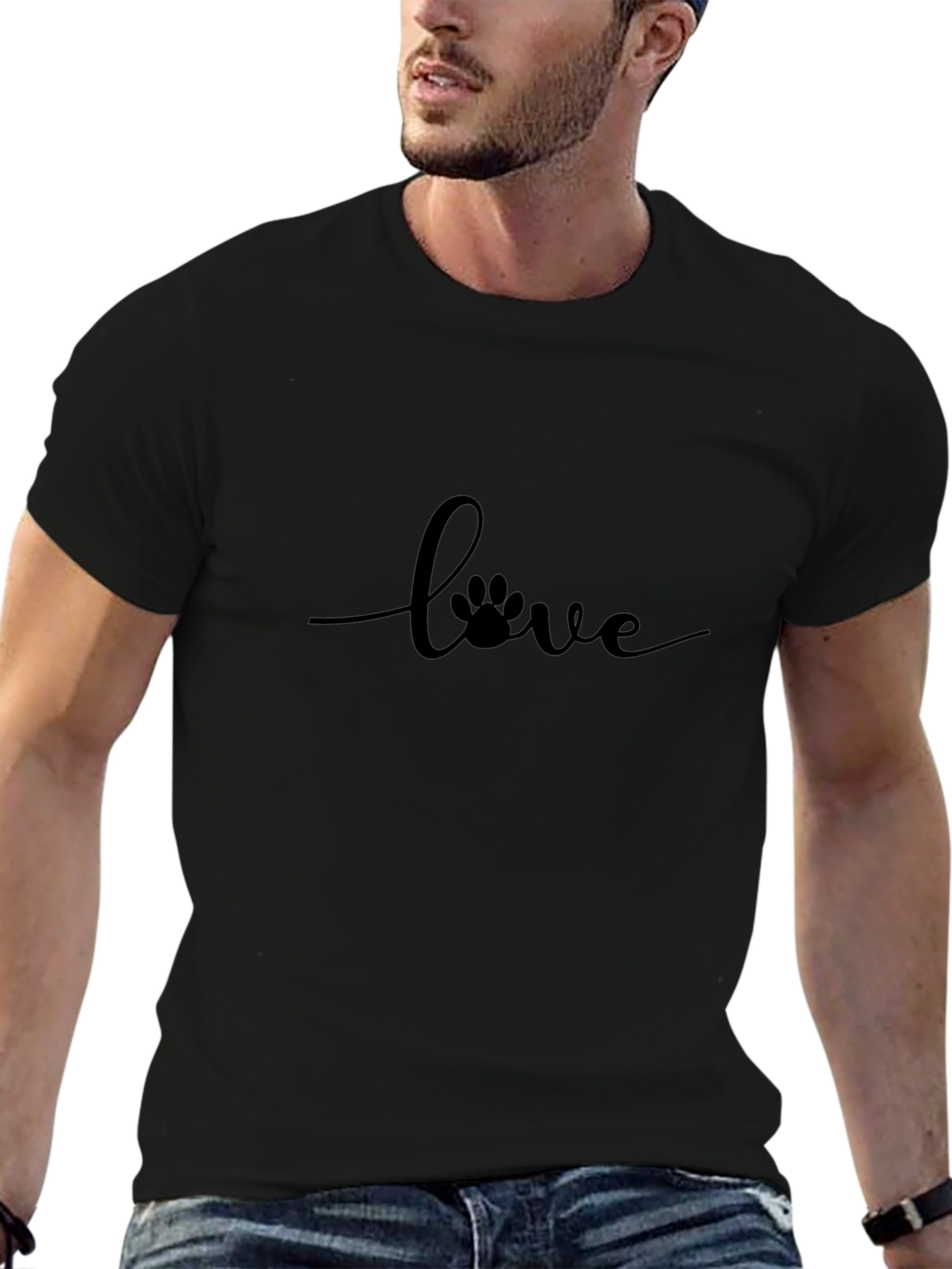 Love Paw Print Black T-Shirt - Unisex