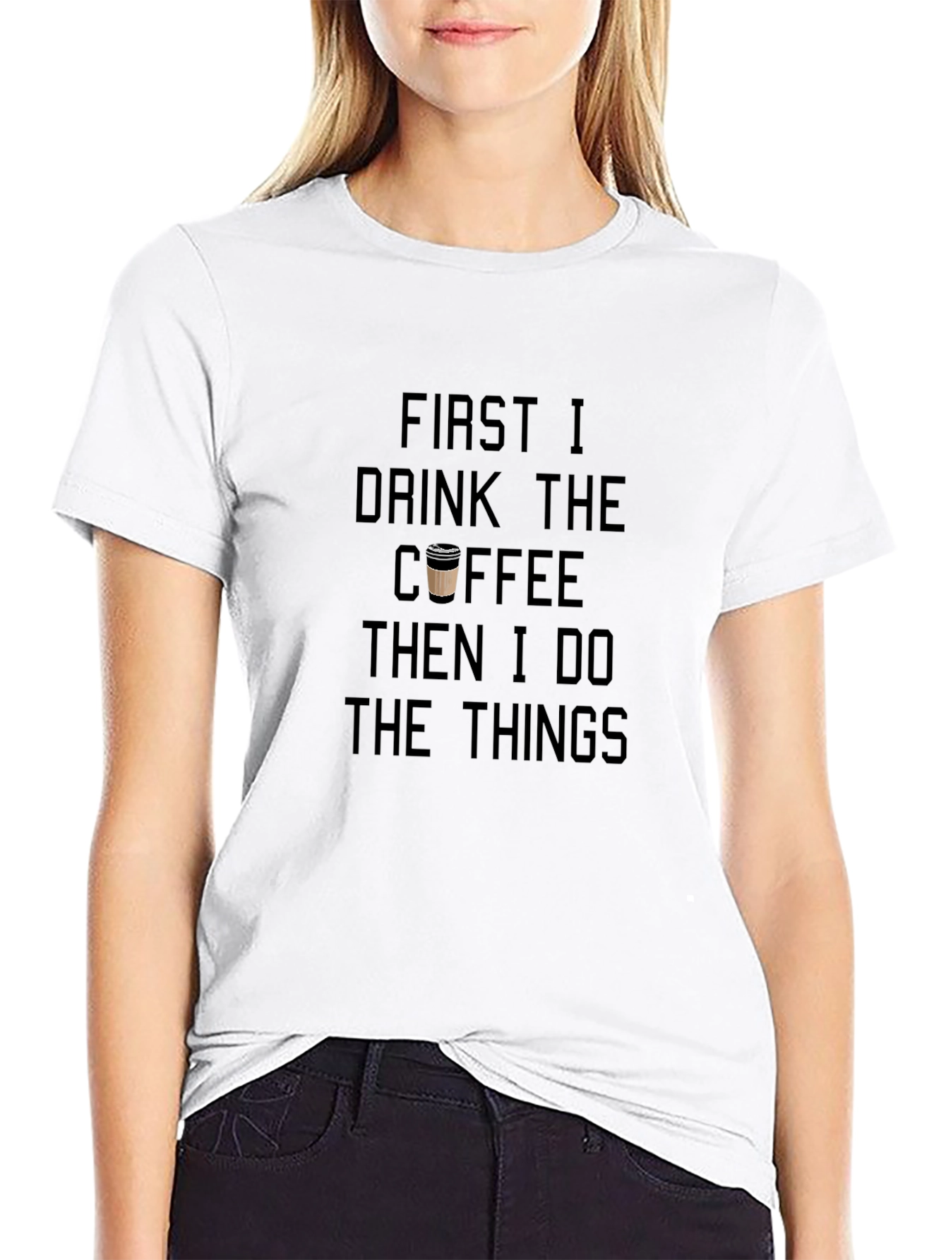 Coffee First Then Things Black Graphic Tee
