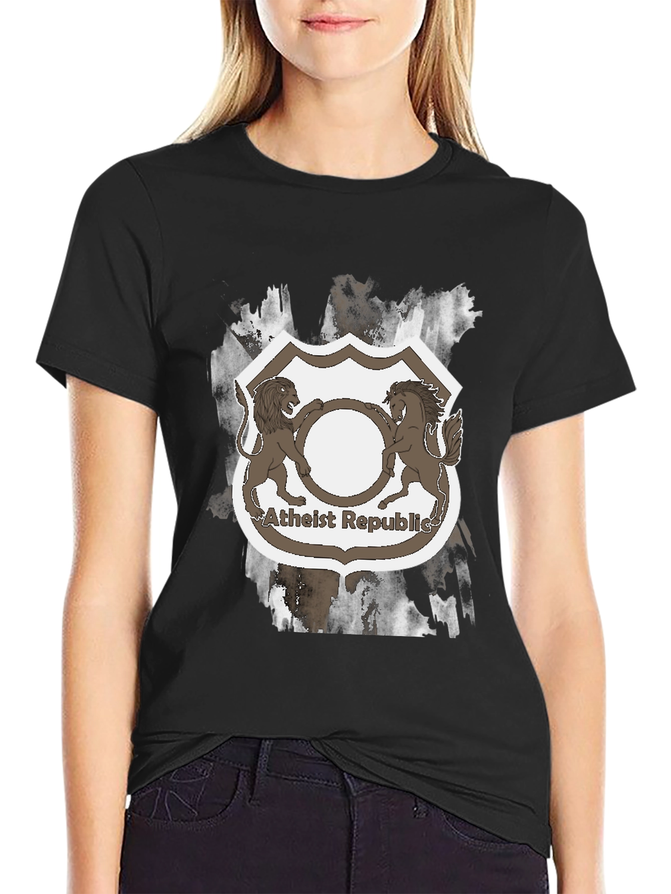 Atheist Republic Lion & Horse Crest Graphic Tee