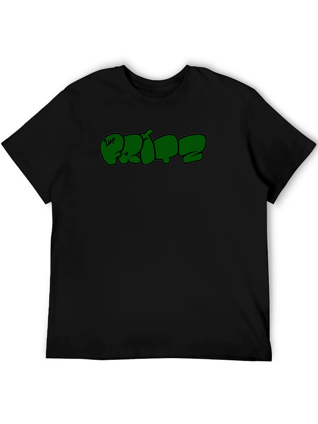 Graphic Tee: Urban Style Green Print on Black