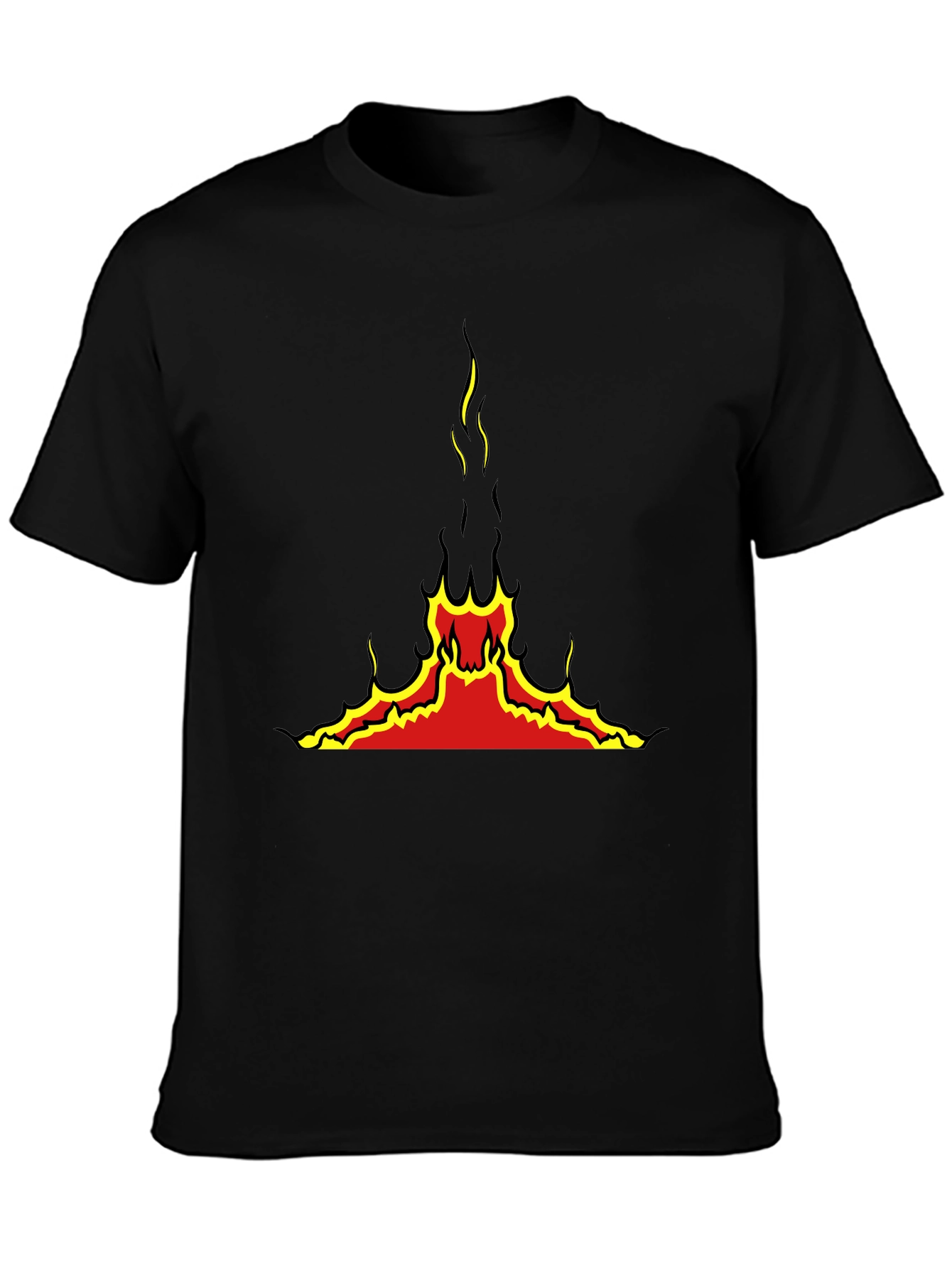 Fiery Volcano Graphic Black T-Shirt