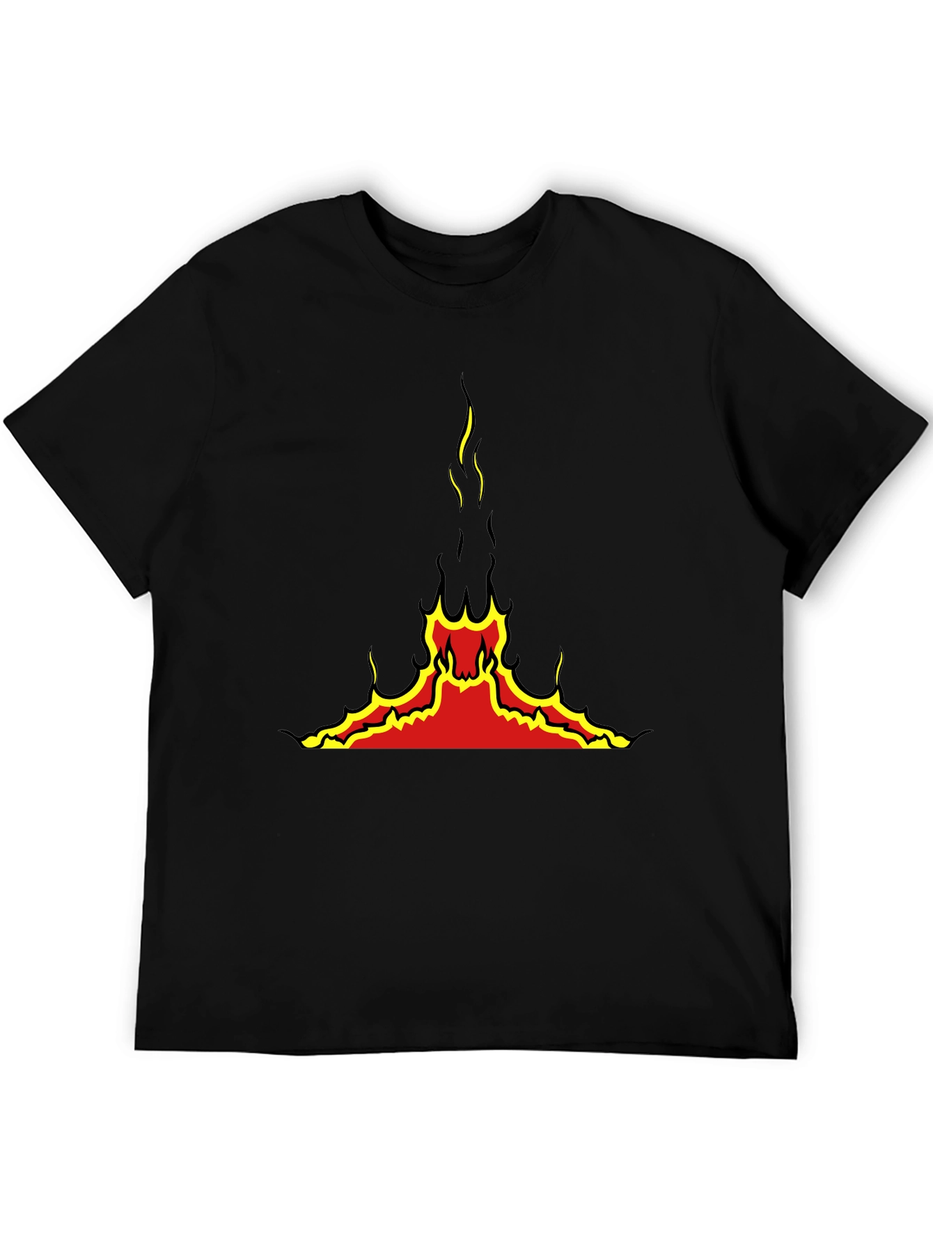 Fiery Volcano Graphic Black T-Shirt
