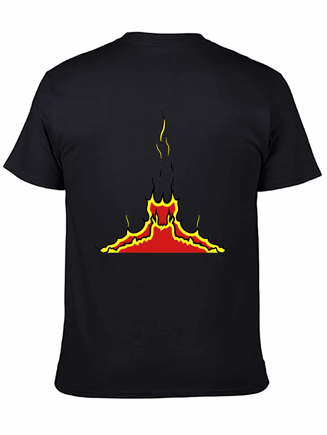 Fiery Volcano Graphic Black T-Shirt