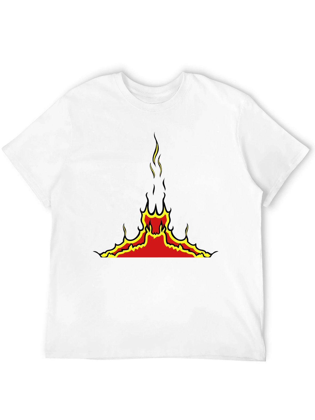 Fiery Volcano Graphic Black T-Shirt