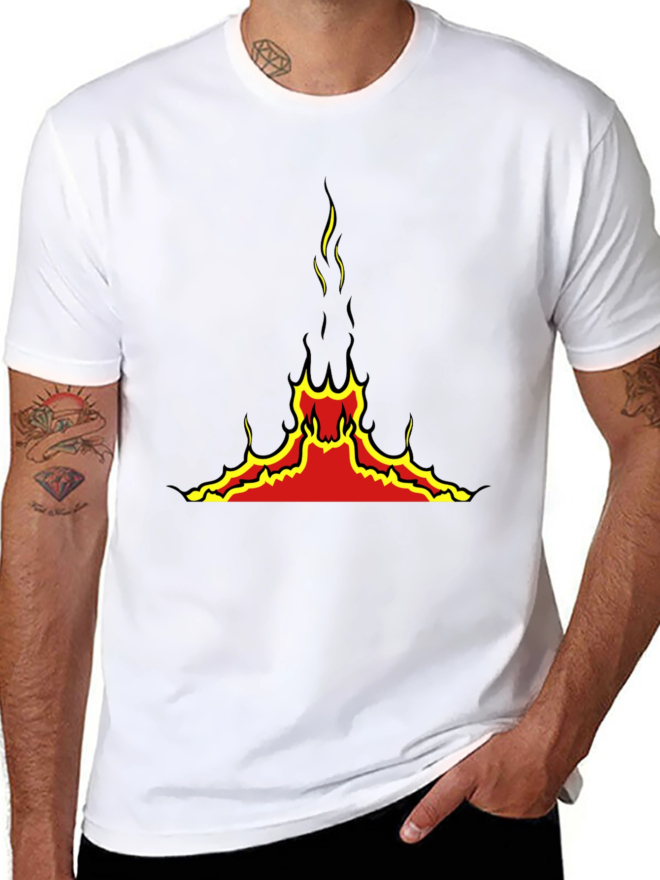 Fiery Volcano Graphic Black T-Shirt