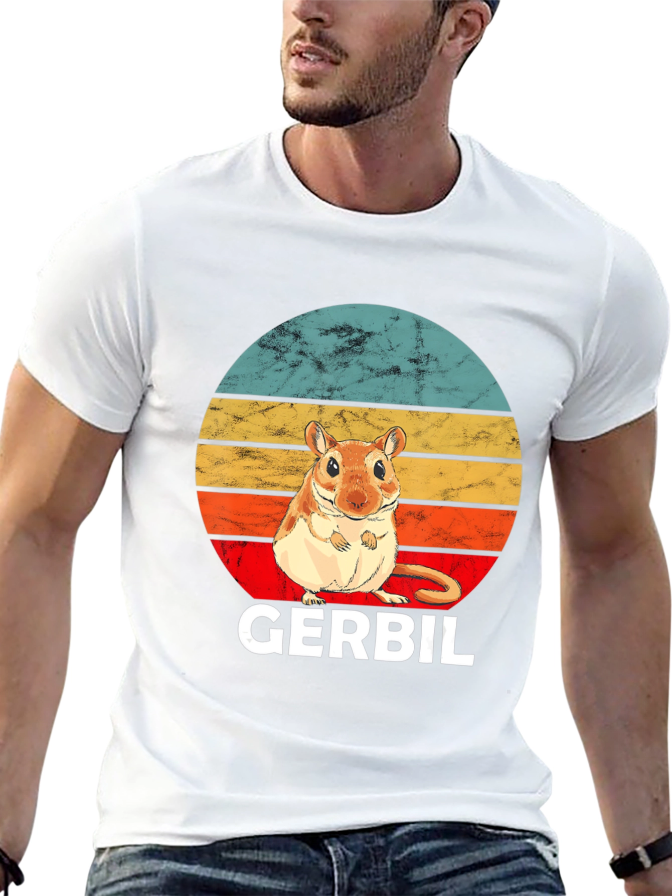 Retro Gerbil Sunset Graphic T-Shirt