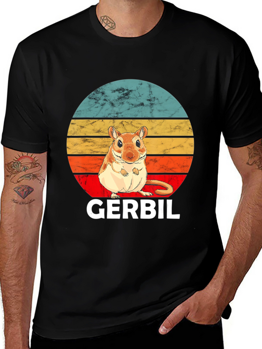 Retro Gerbil Sunset Graphic T-Shirt