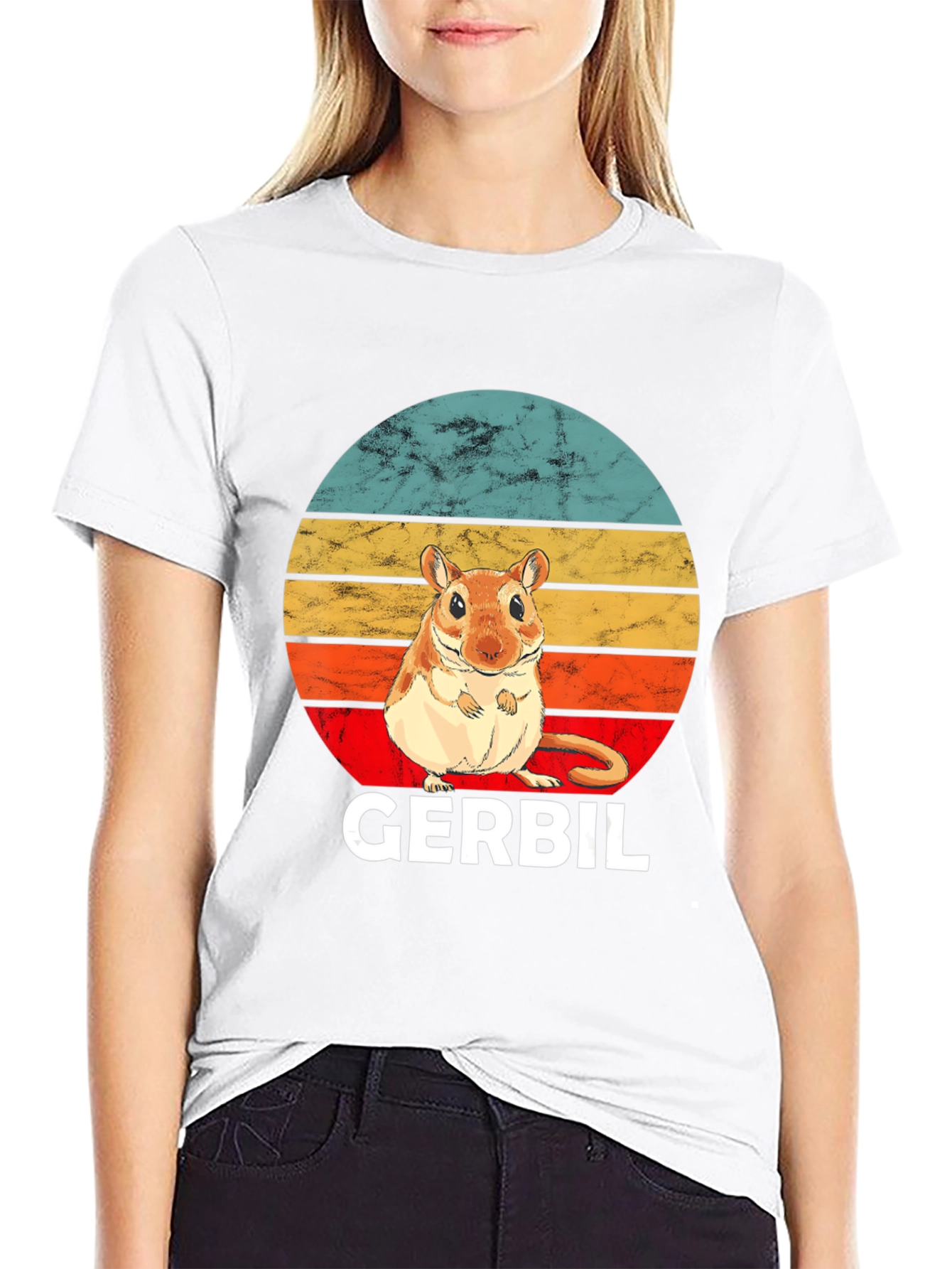 Retro Gerbil Sunset Graphic T-Shirt