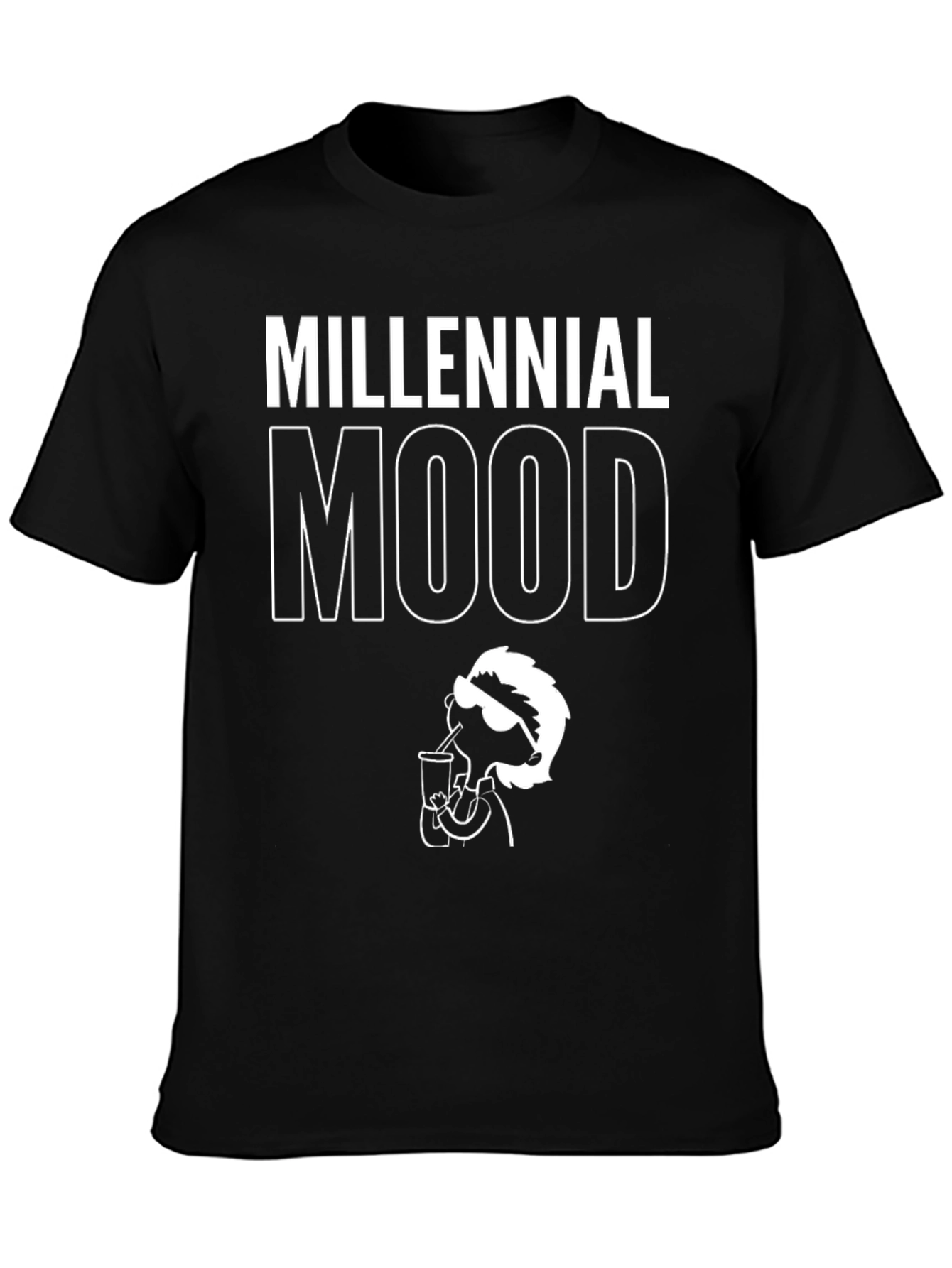 Millennial Mood Graphic Tee - Black Cotton T-Shirt