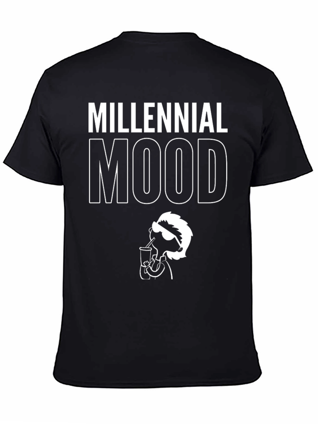 Millennial Mood Graphic Tee - Black Cotton T-Shirt