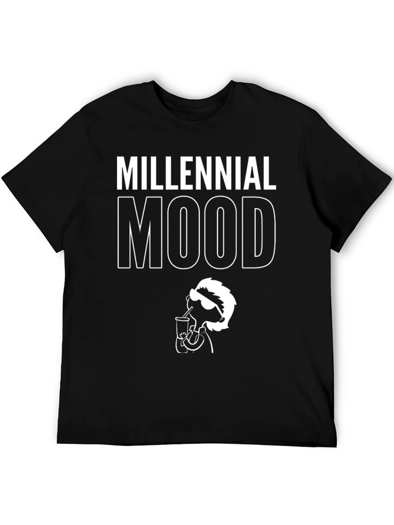 Millennial Mood Graphic Tee - Black Cotton T-Shirt