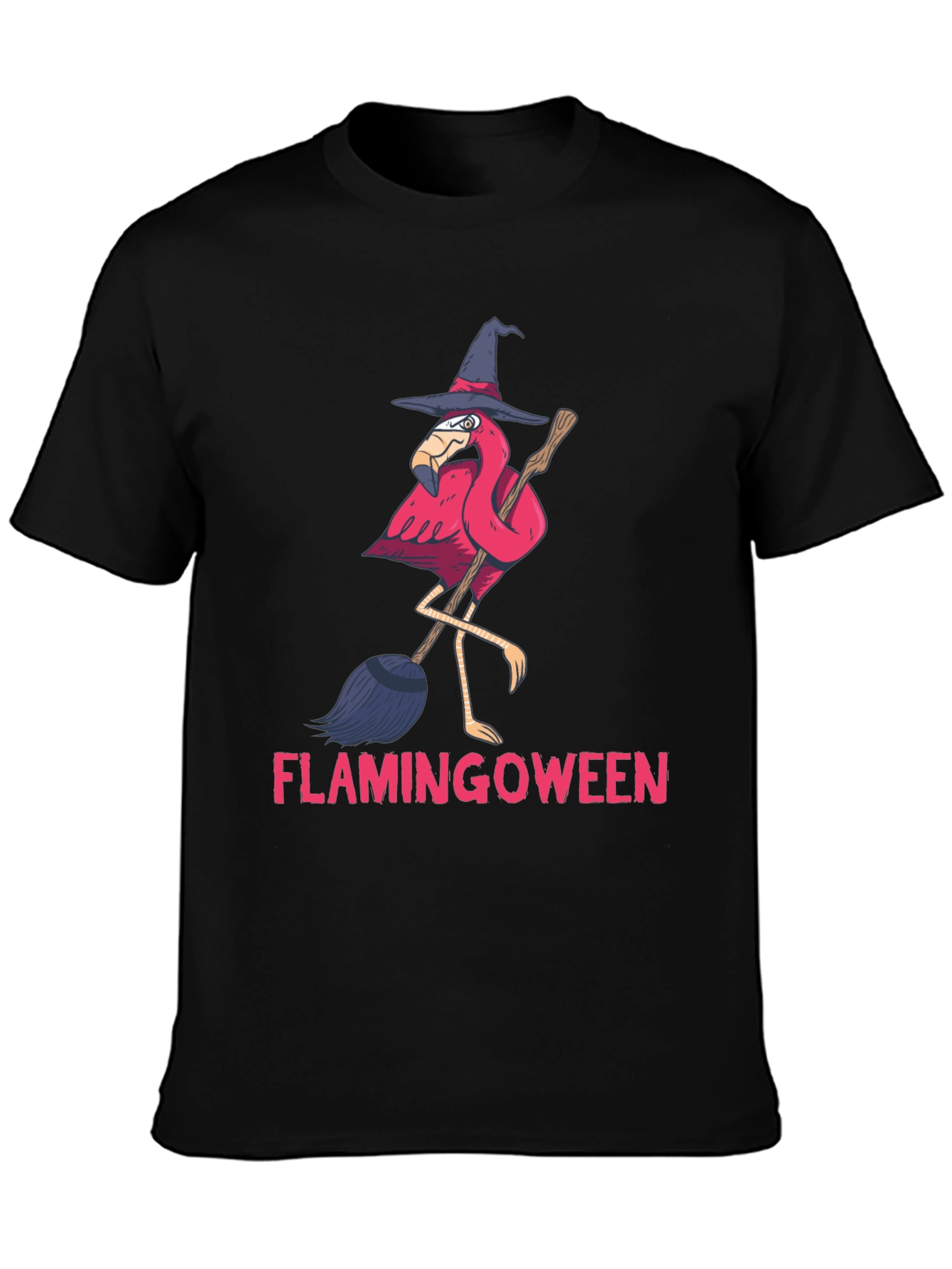Flamingoween T-Shirt: Flamingo Witch Halloween Tee