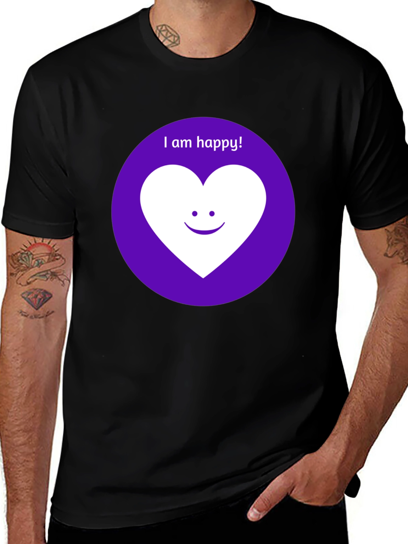 Happy Heart Graphic Tee - Black