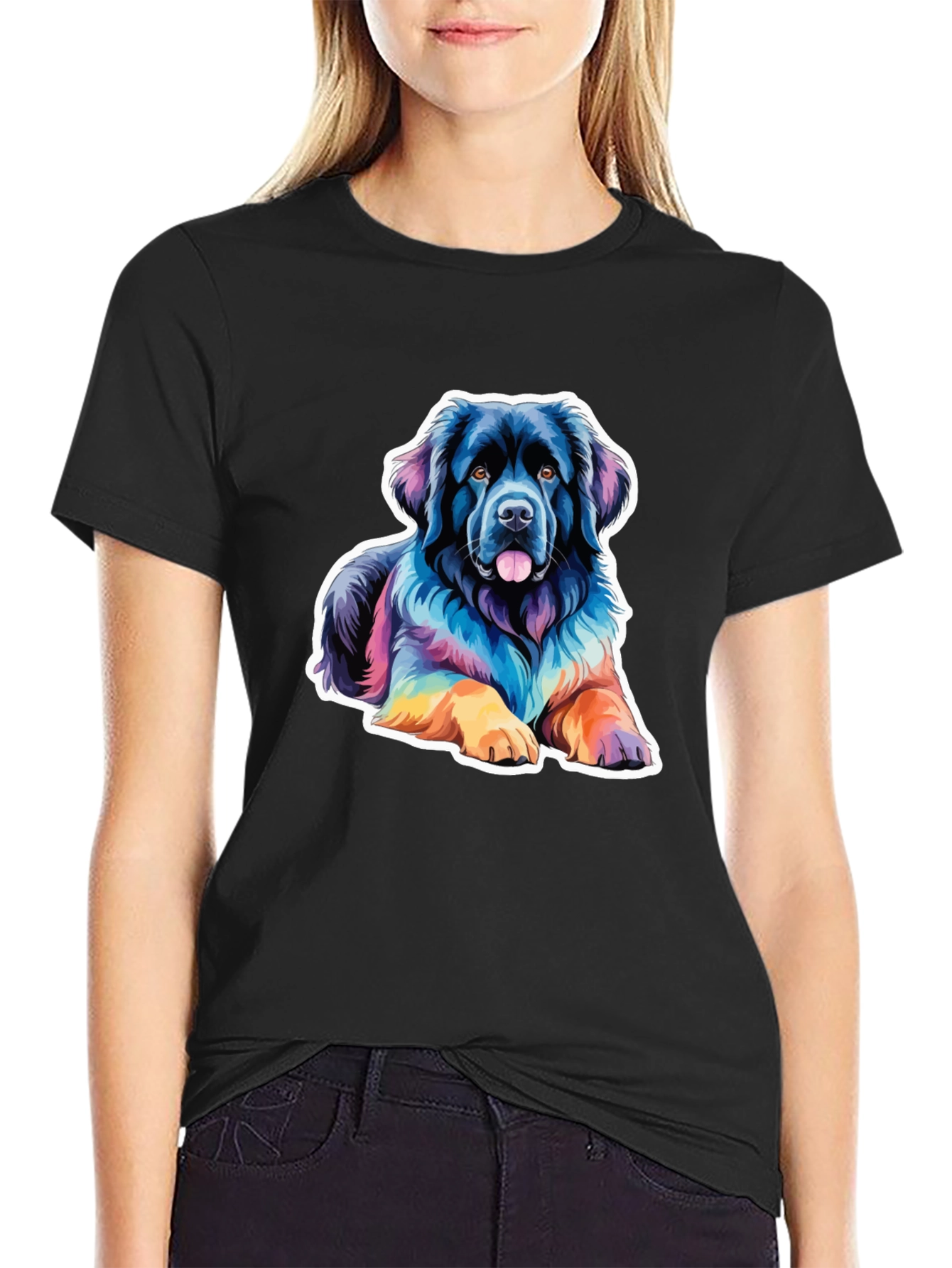 Rainbow Dog Graphic Tee - Mens Black T-Shirt