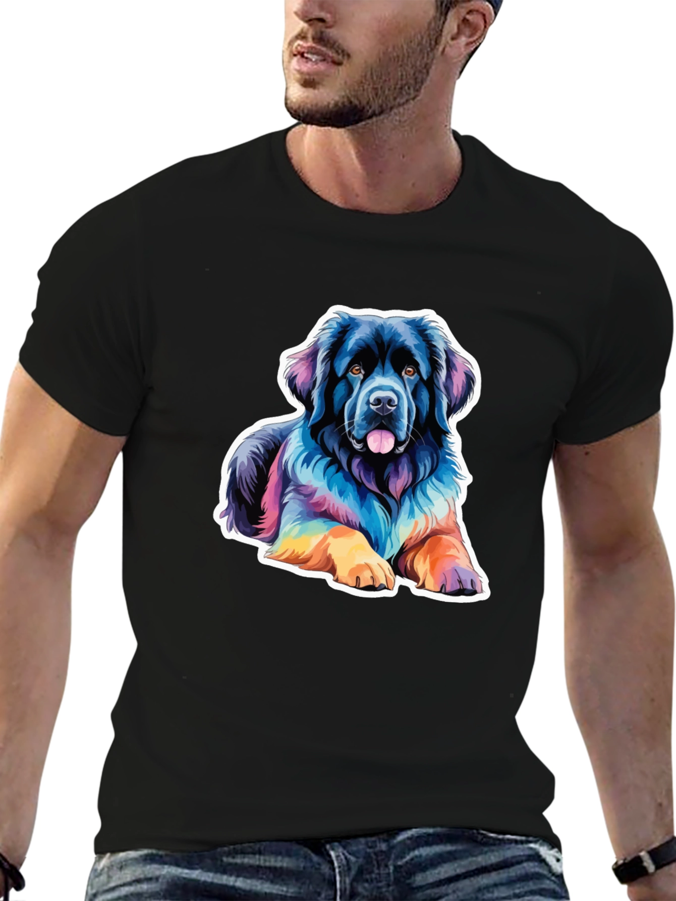 Rainbow Dog Graphic Tee - Mens Black T-Shirt