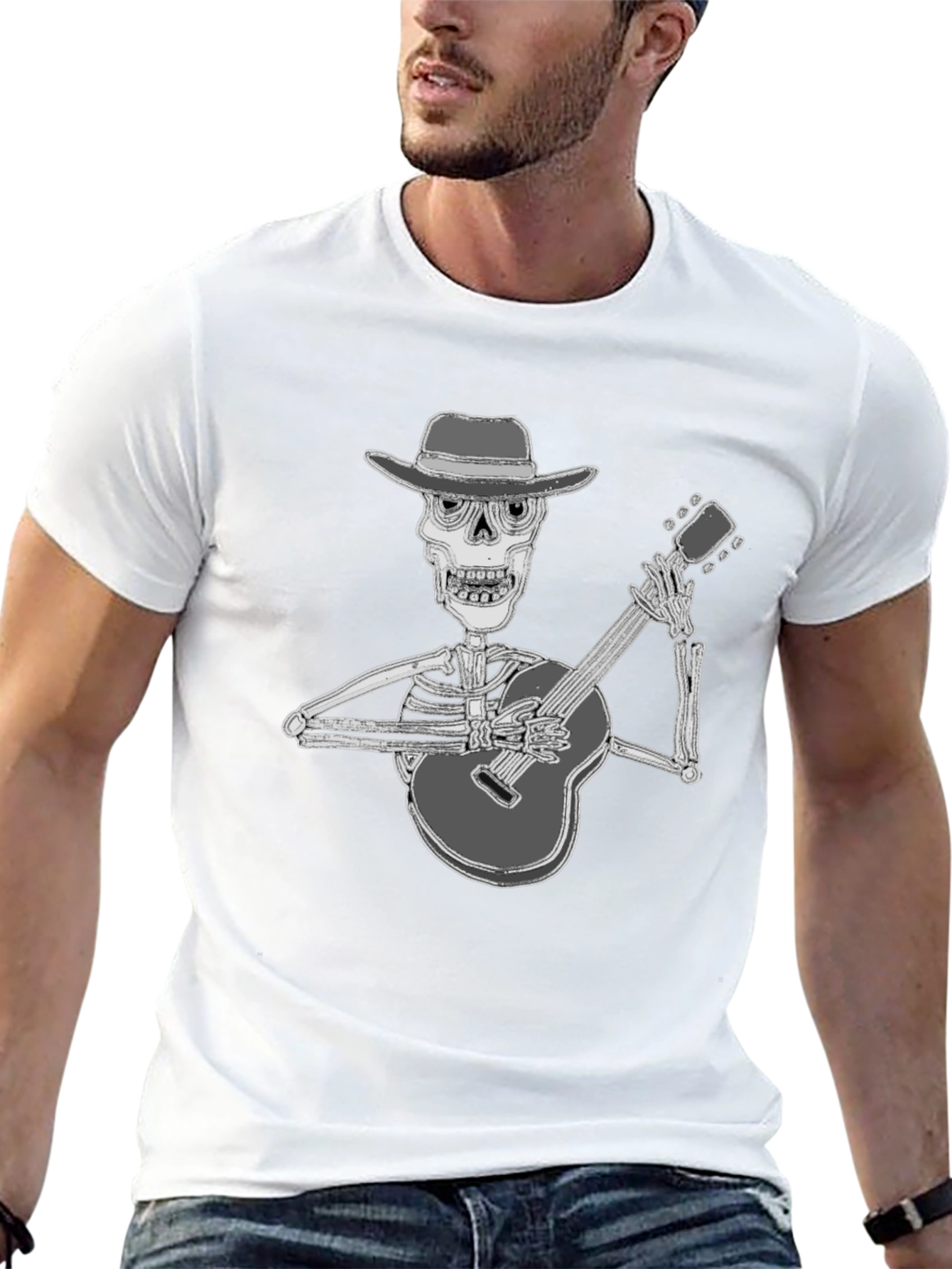 Skeleton Guitarist T-Shirt - Black Graphic Tee