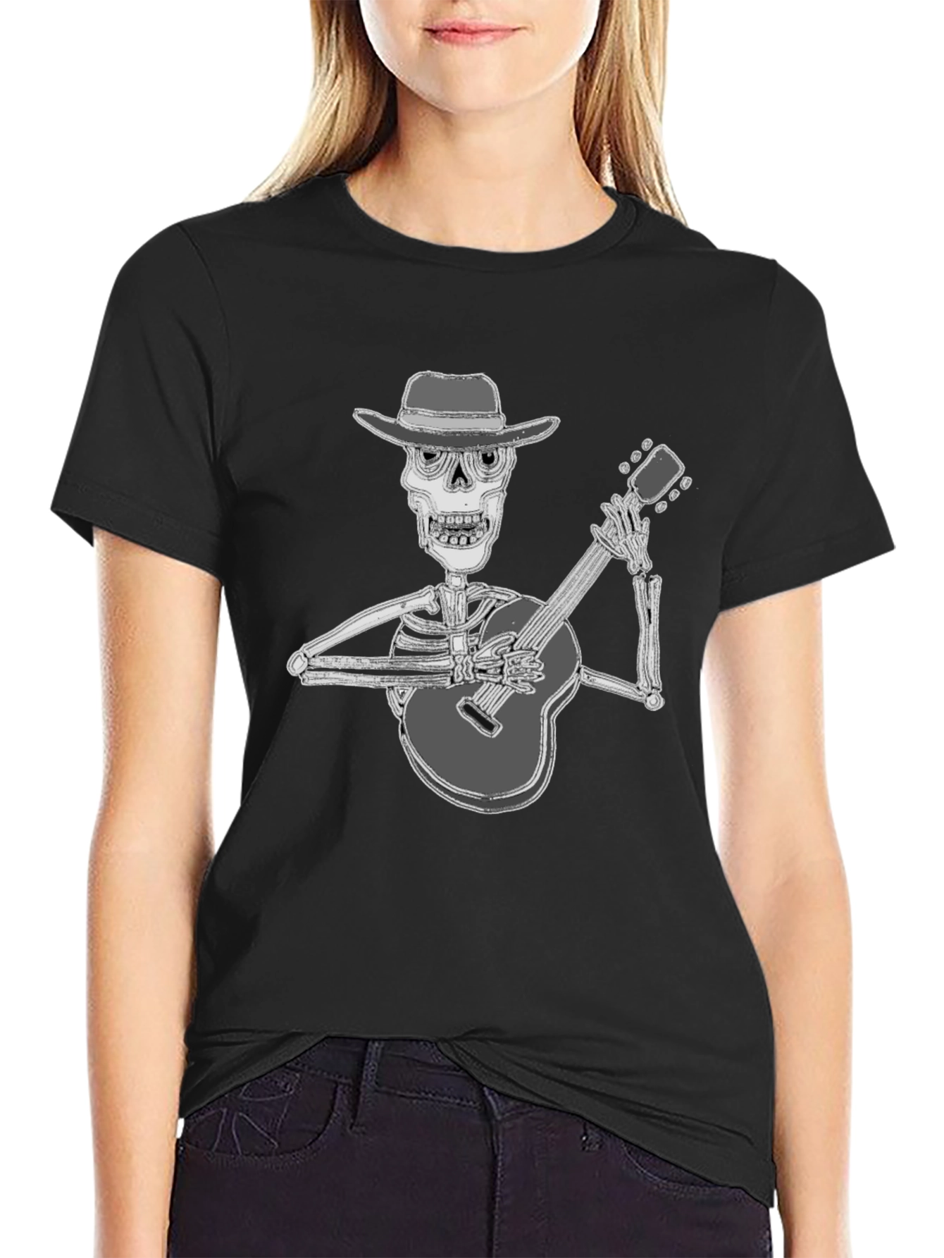 Skeleton Guitarist T-Shirt - Black Graphic Tee