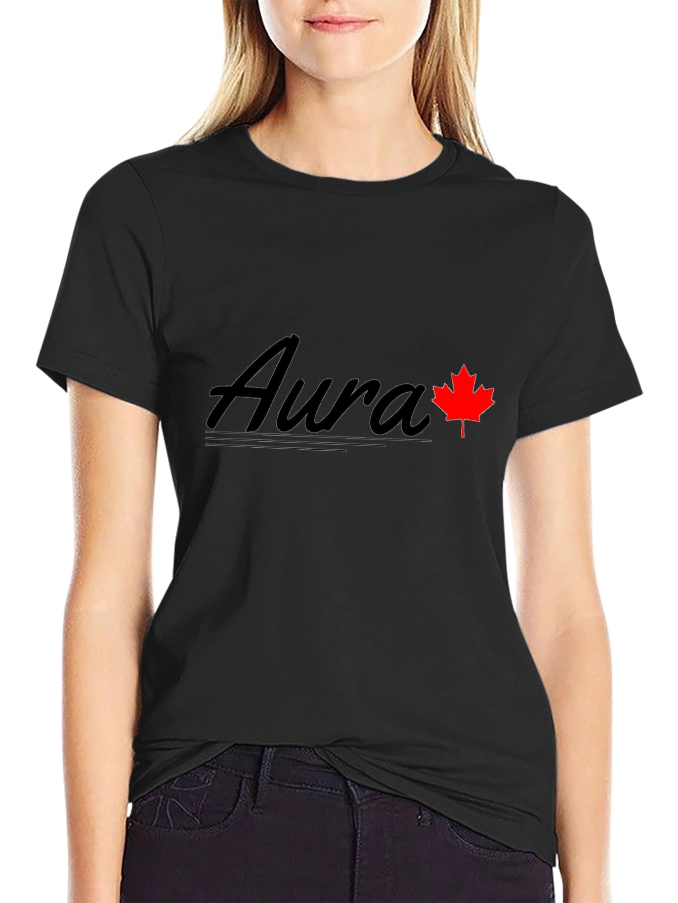 Aura Maple Leaf Graphic Tee - Black