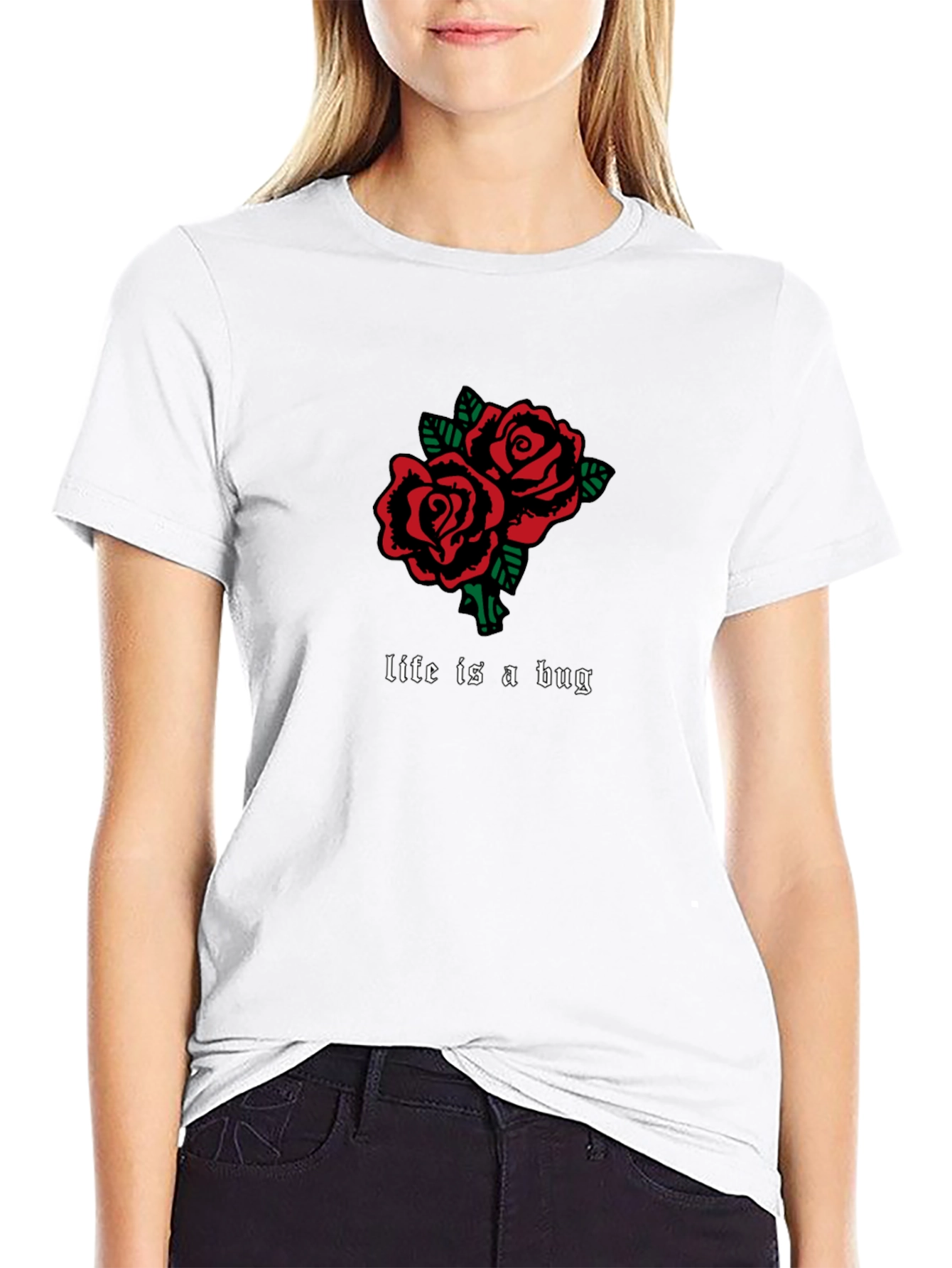 Life is a Bug Rose Graphic Tee - Black