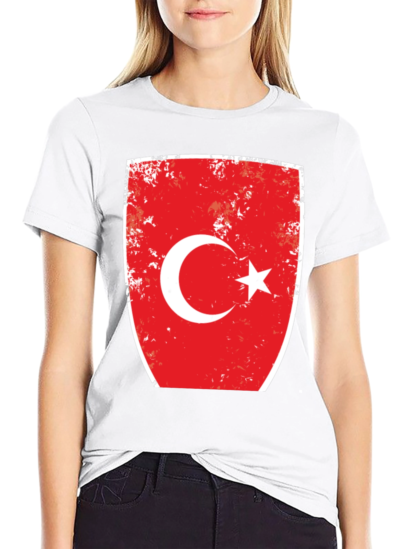Turkey Flag Distressed Graphic Tee - Black Cotton T-Shirt